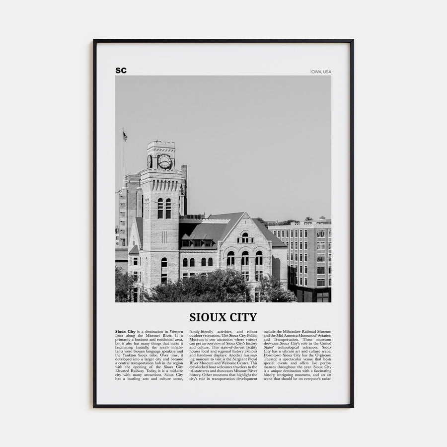 Sioux City Travel B&W Poster