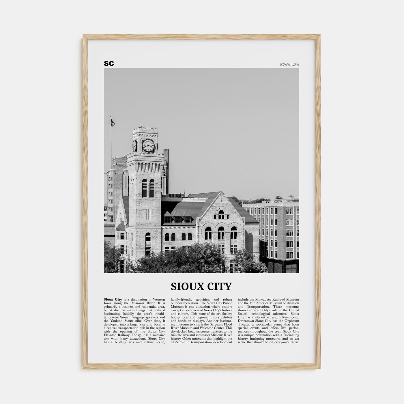 Sioux City Travel B&W Poster