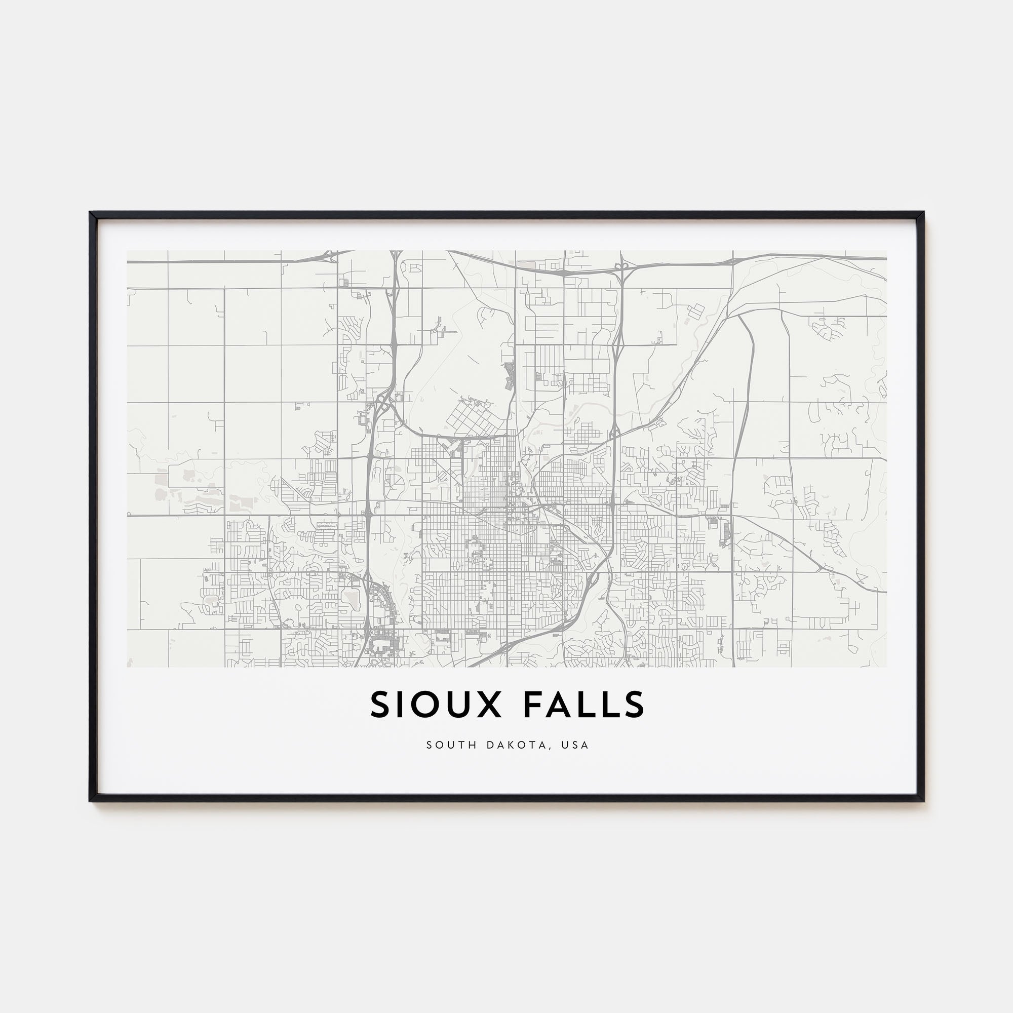 Sioux Falls Map Landscape Poster