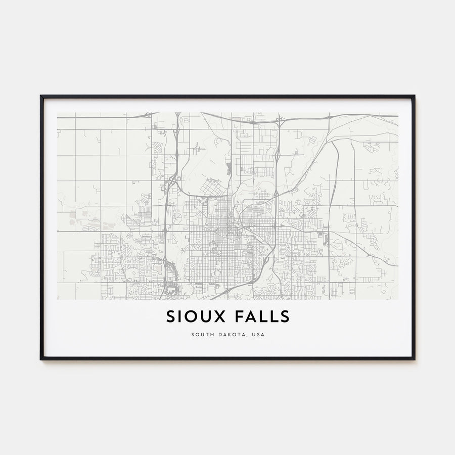 Sioux Falls Map Landscape Poster