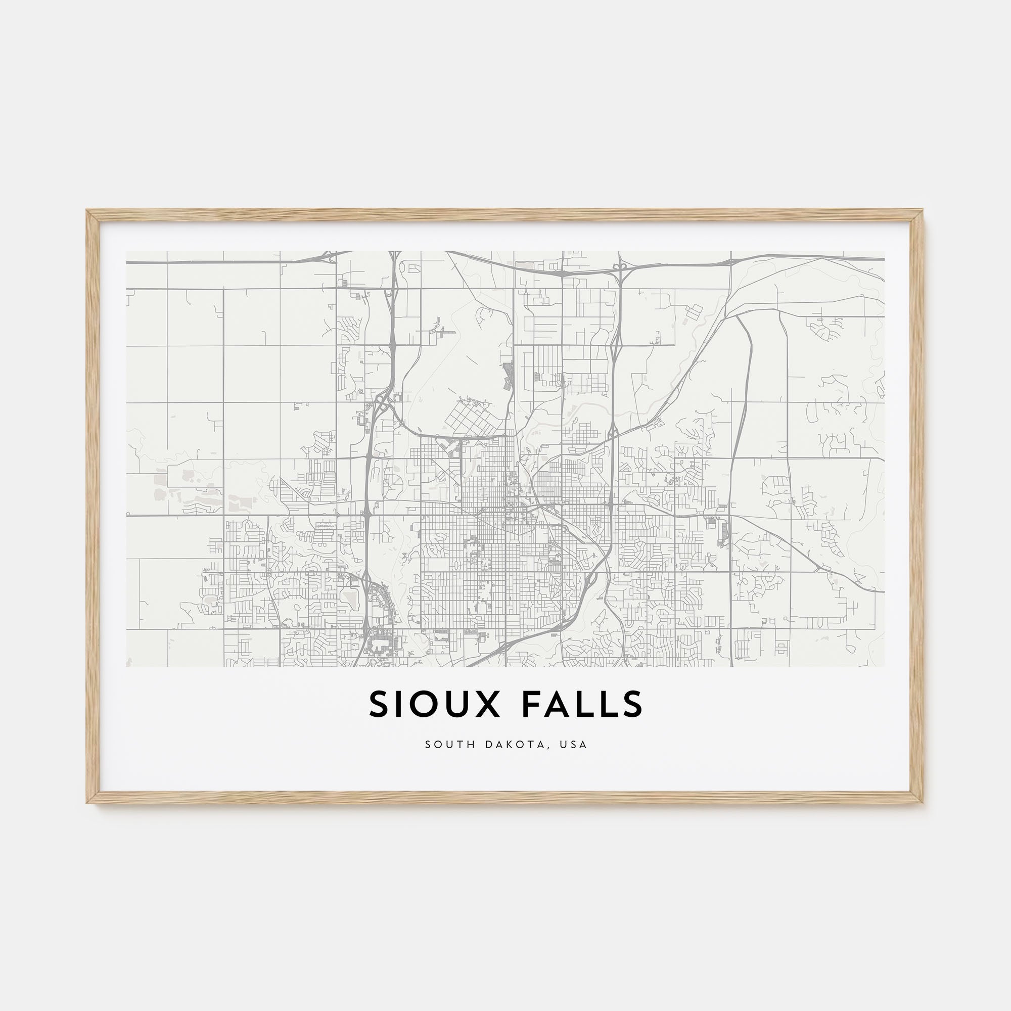 Sioux Falls Map Landscape Poster