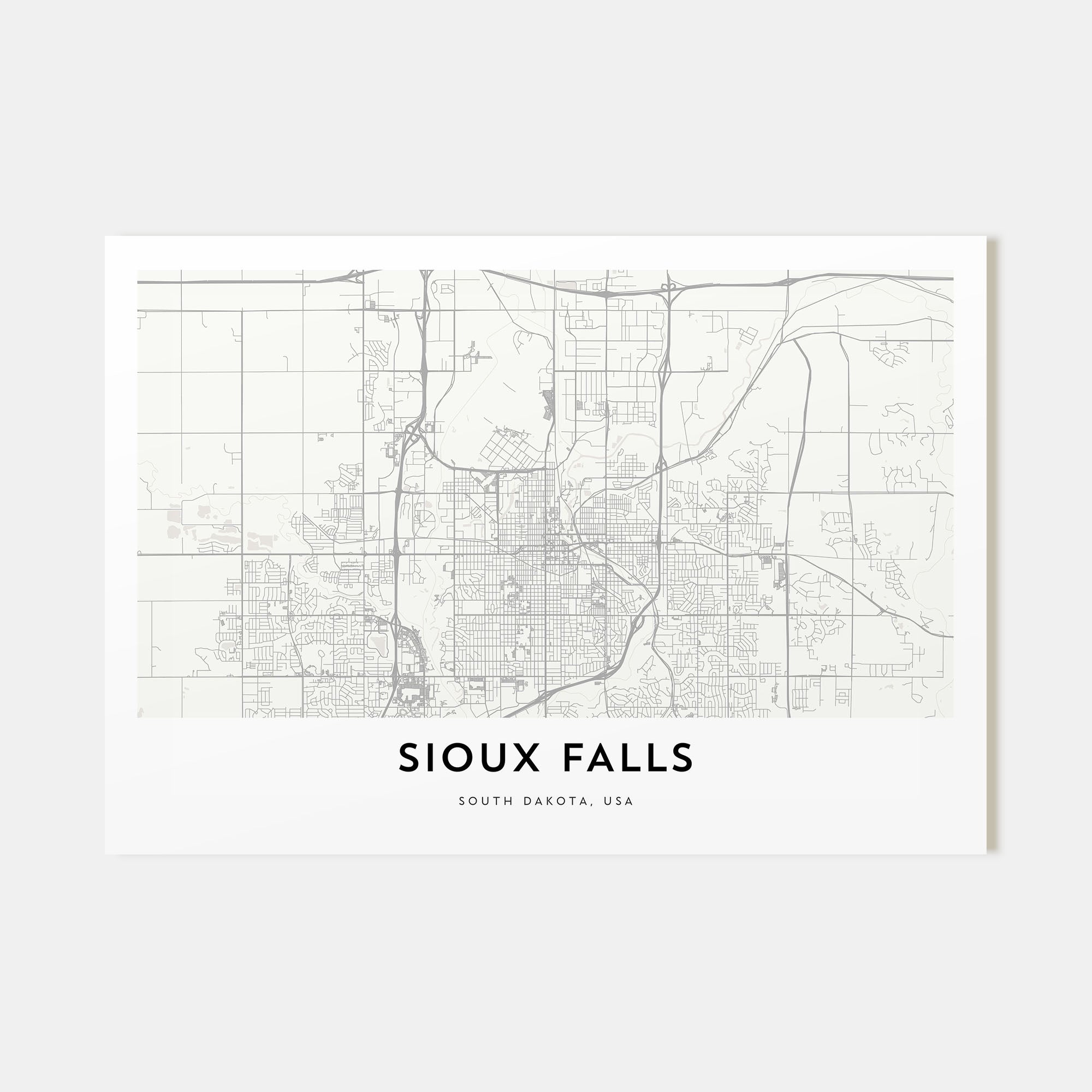 Sioux Falls Map Landscape Poster