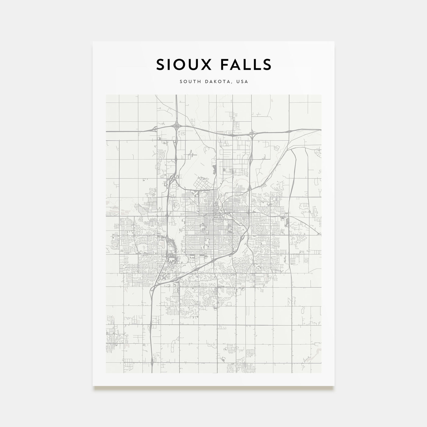 Sioux Falls Map Portrait Poster