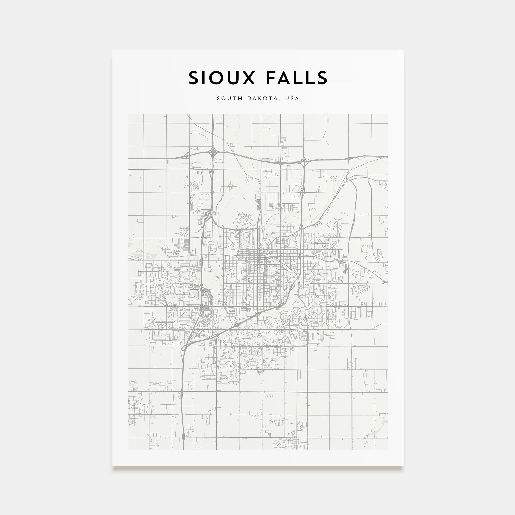 Sioux Falls Map Portrait Poster