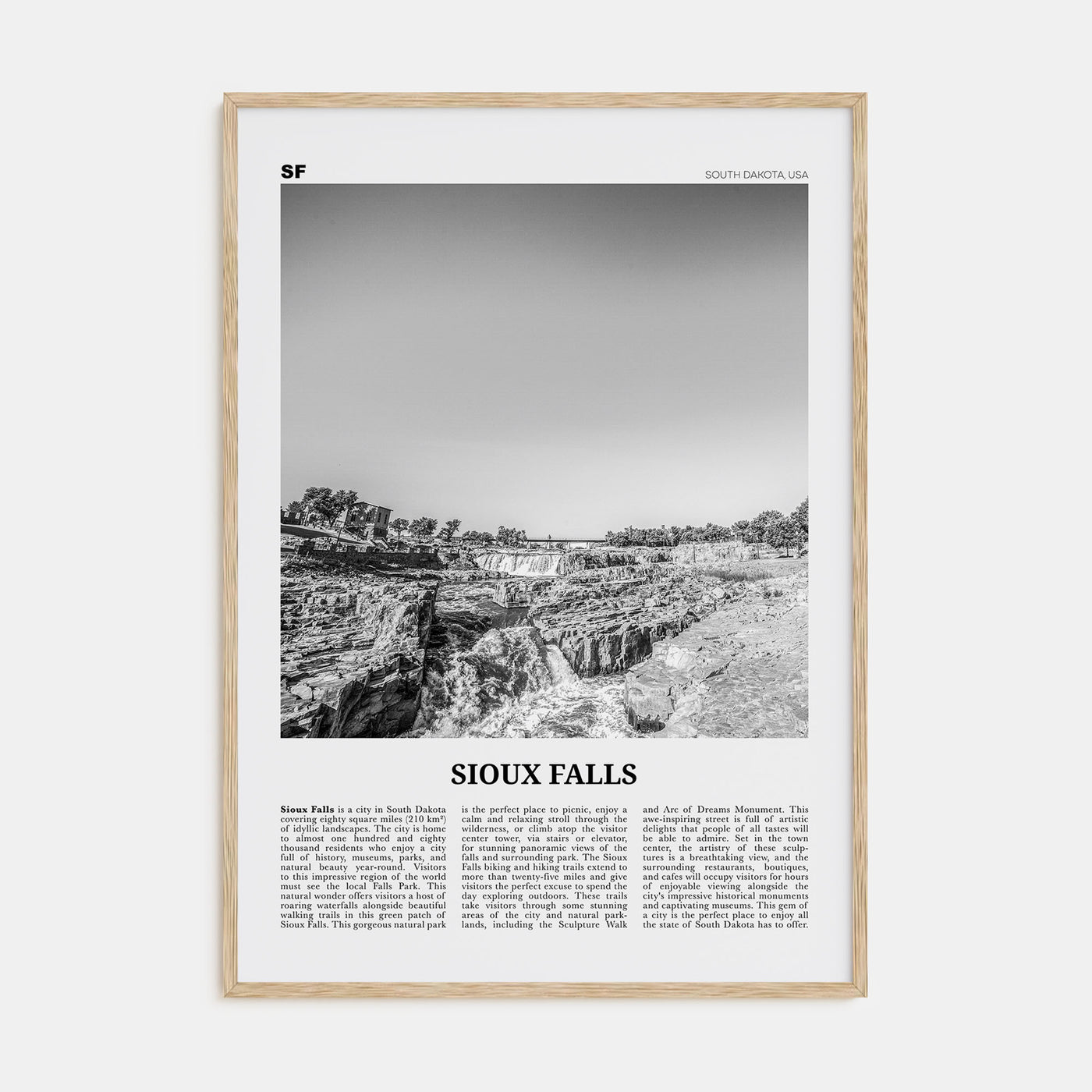 Sioux Falls Travel B&W Poster