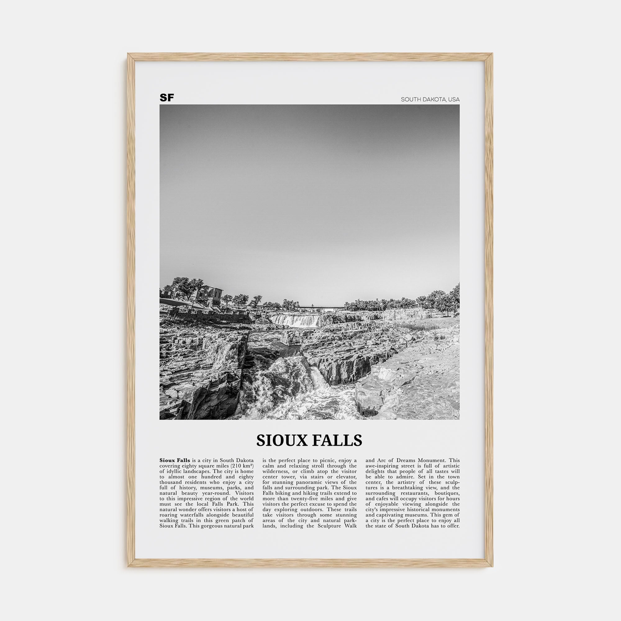 Sioux Falls Travel B&W Poster