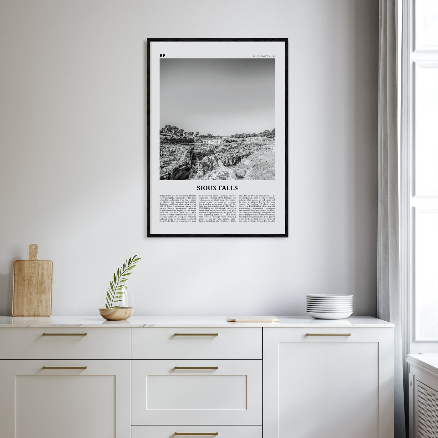 Sioux Falls Travel B&W Poster