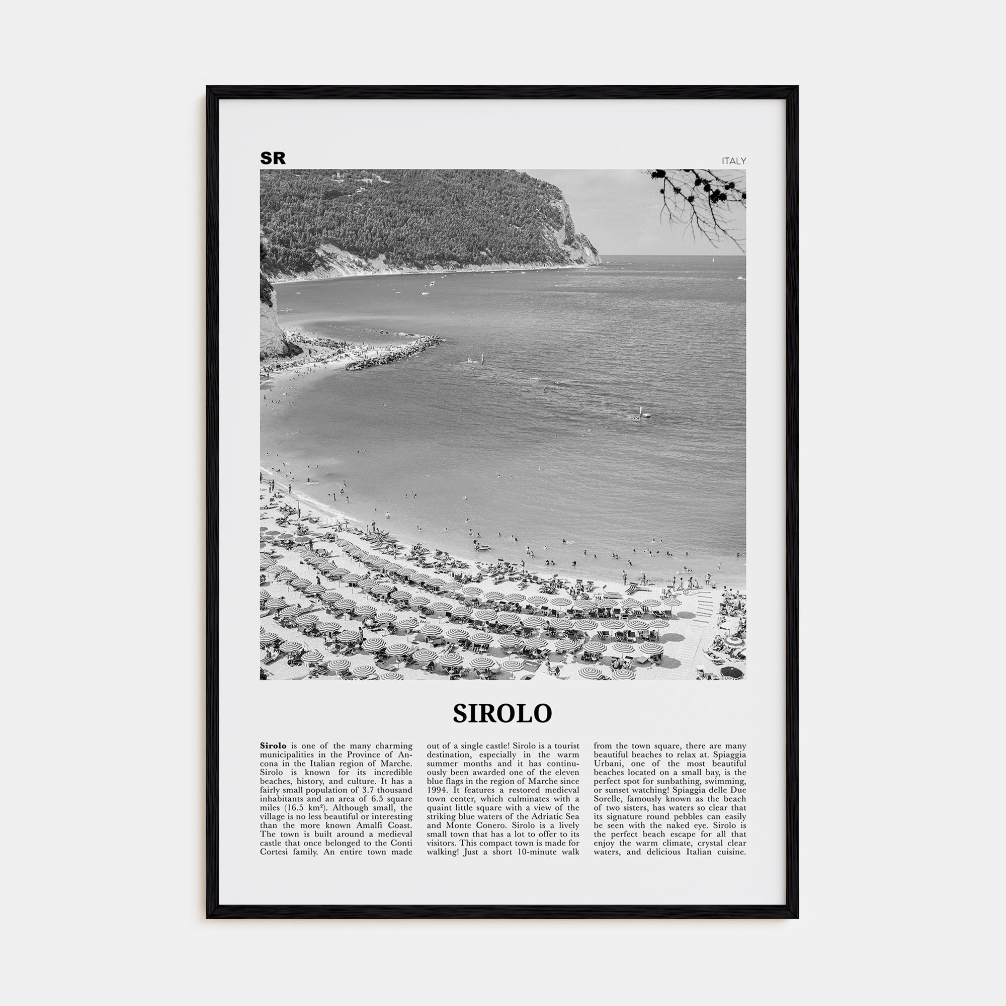 Sirolo Travel B&W Poster