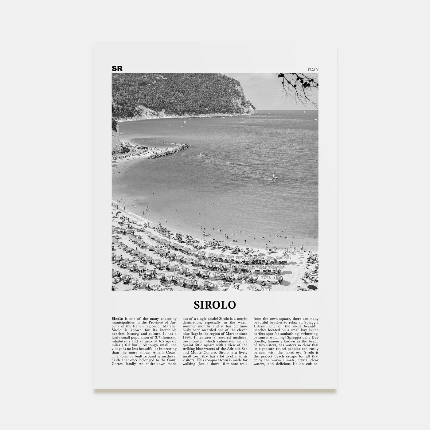 Sirolo Travel B&W Poster