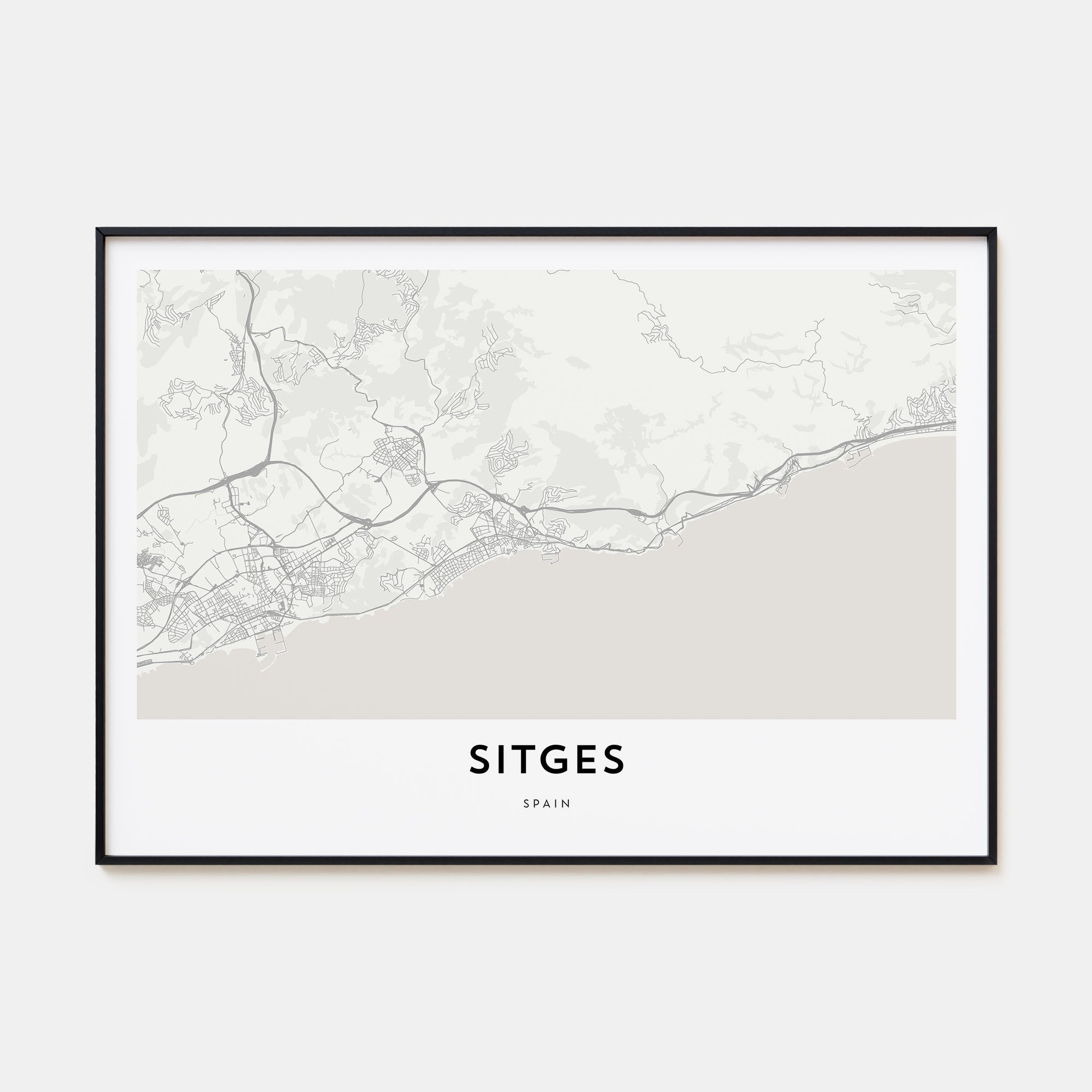 Sitges Map Landscape Poster