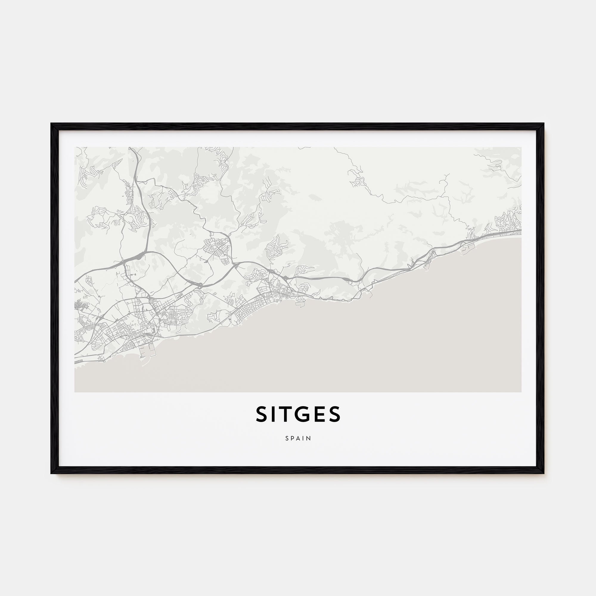 Sitges Map Landscape Poster