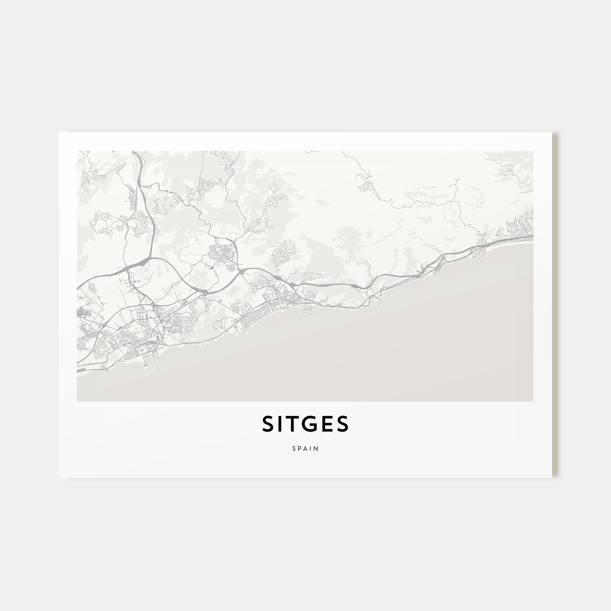 Sitges Map Landscape Poster