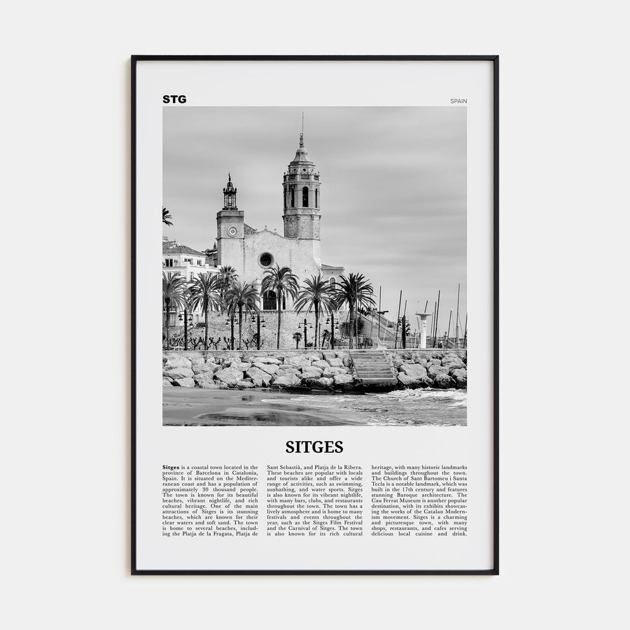 Sitges Travel B&W Poster