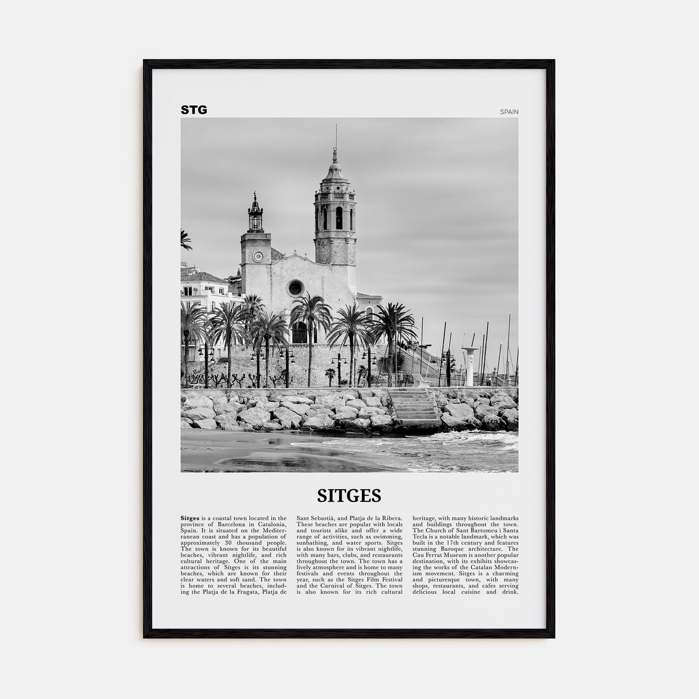 Sitges Travel B&W Poster