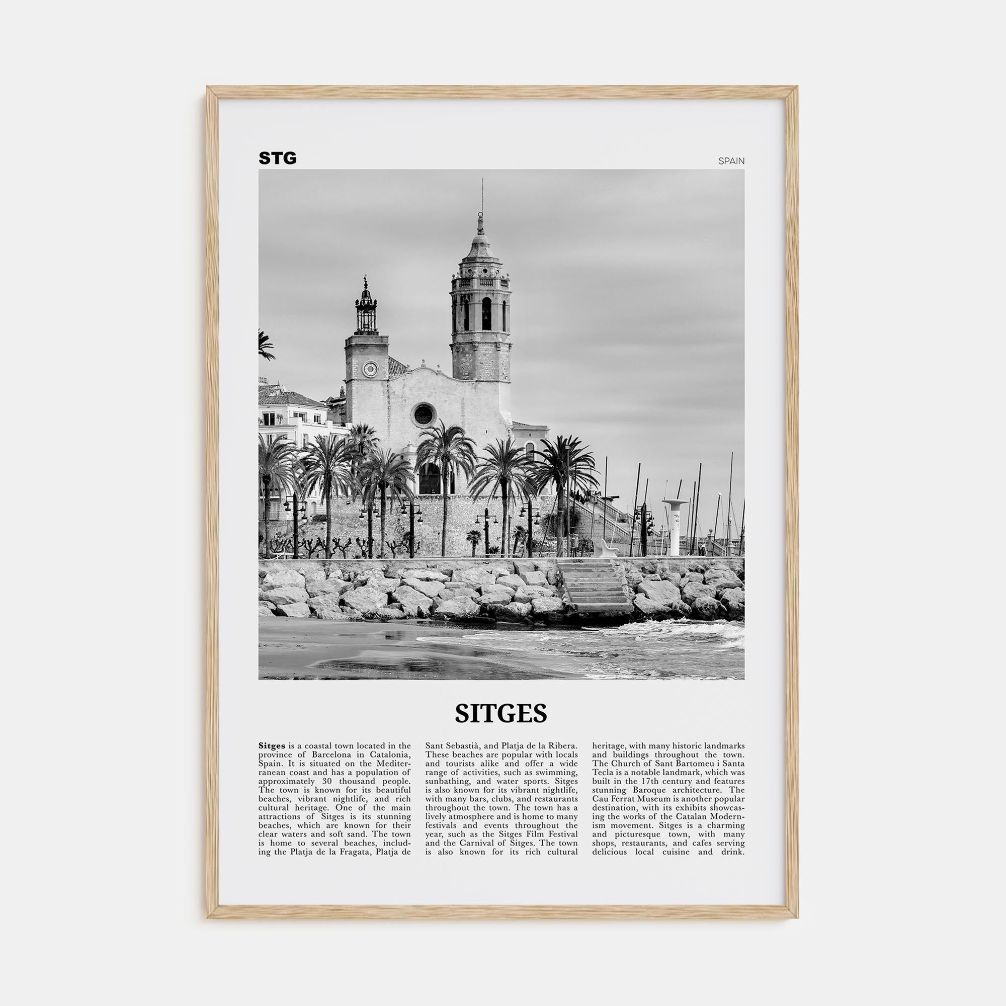 Sitges Travel B&W Poster