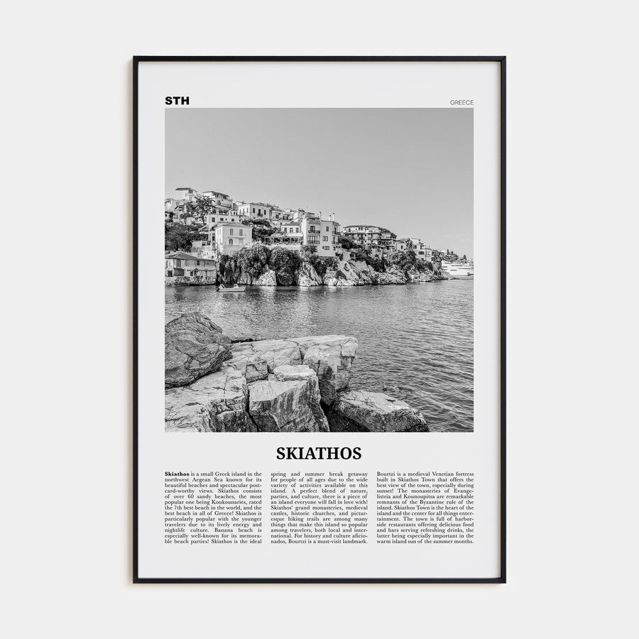 Skiathos Travel B&W Poster