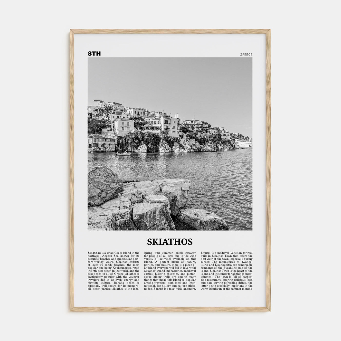 Skiathos Travel B&W Poster