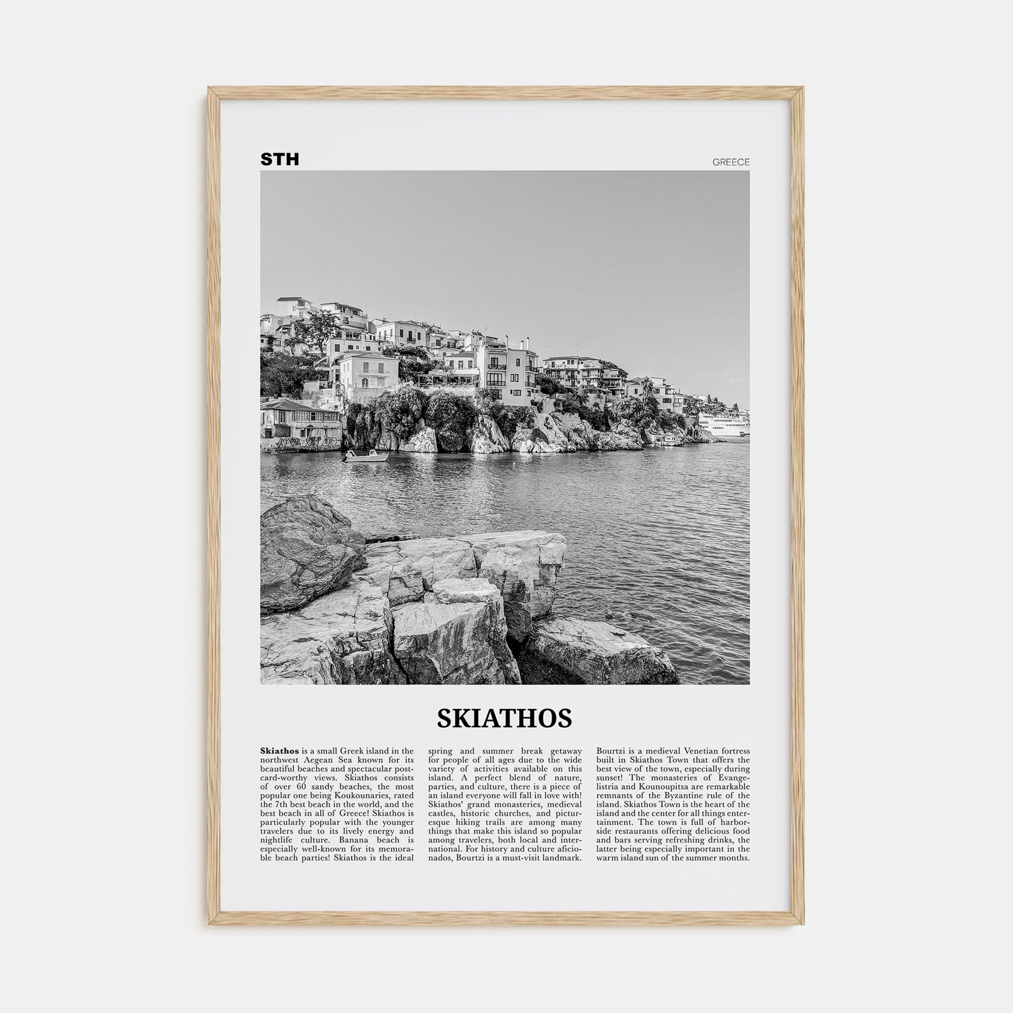 Skiathos Travel B&W Poster