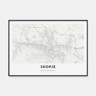Skopje Map Landscape Poster