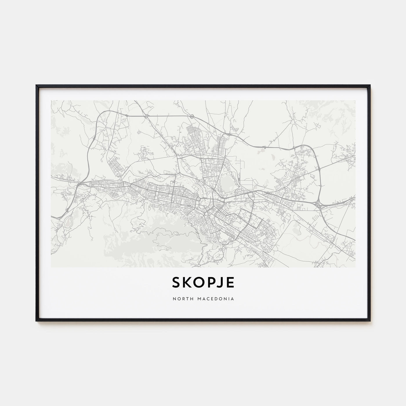 Skopje Map Landscape Poster
