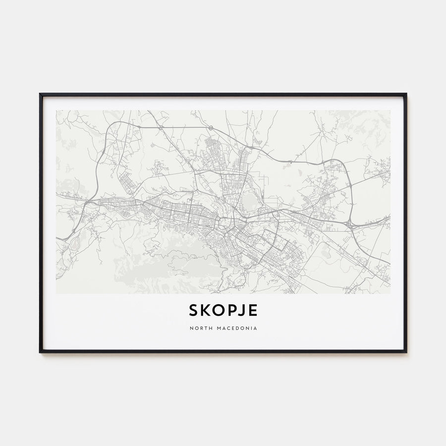 Skopje Map Landscape Poster
