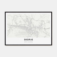 Skopje Map Landscape Poster