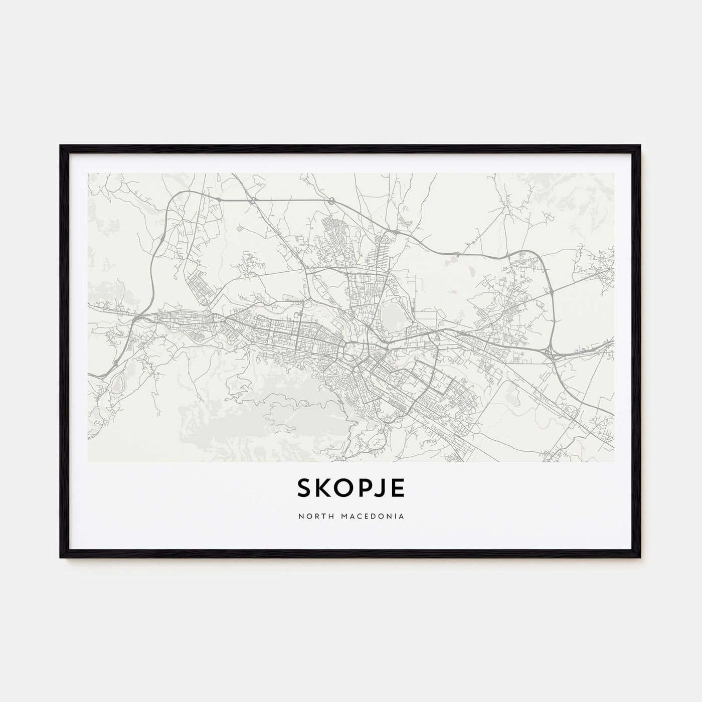 Skopje Map Landscape Poster