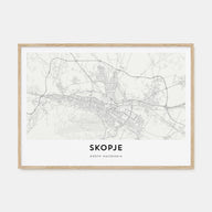 Skopje Map Landscape Poster
