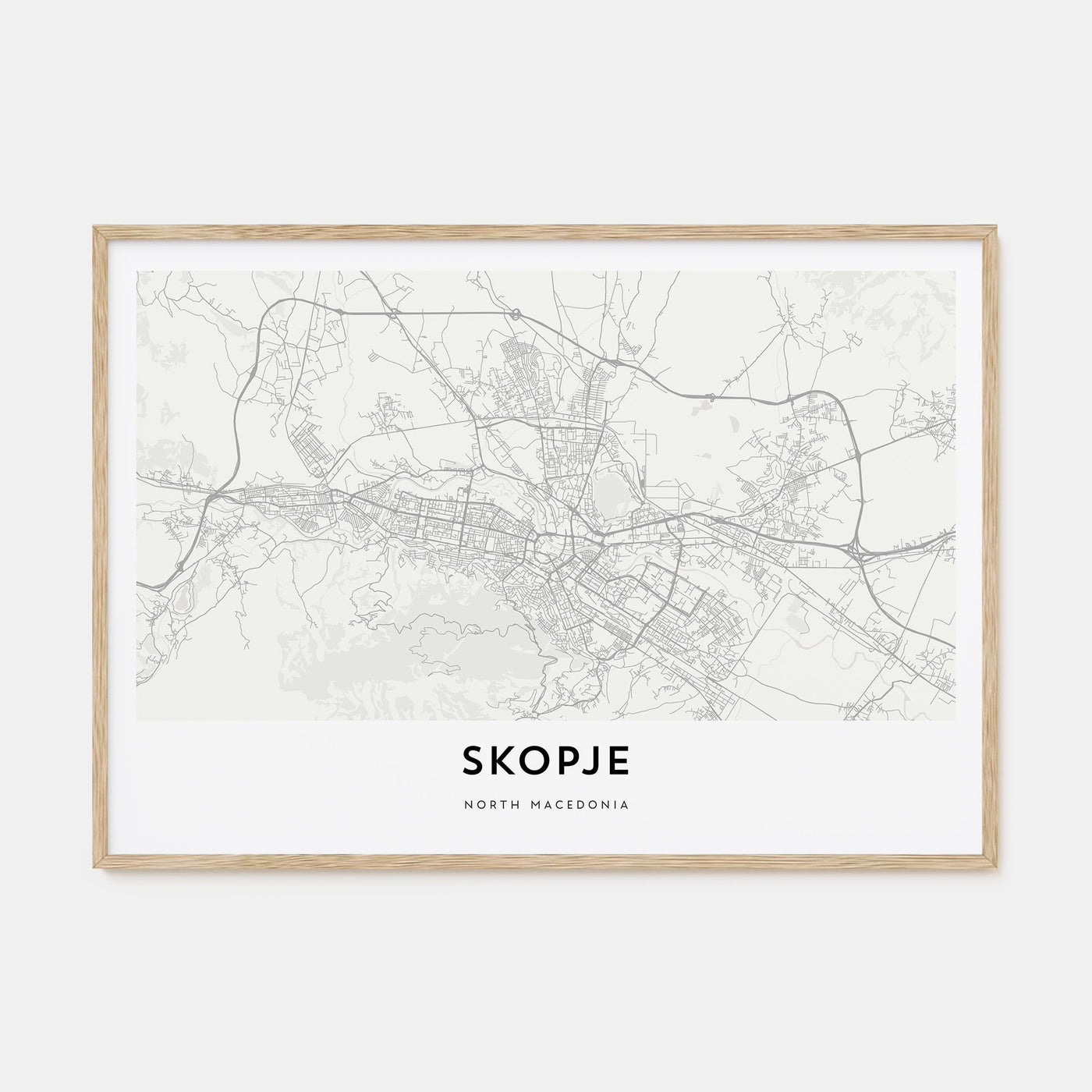 Skopje Map Landscape Poster