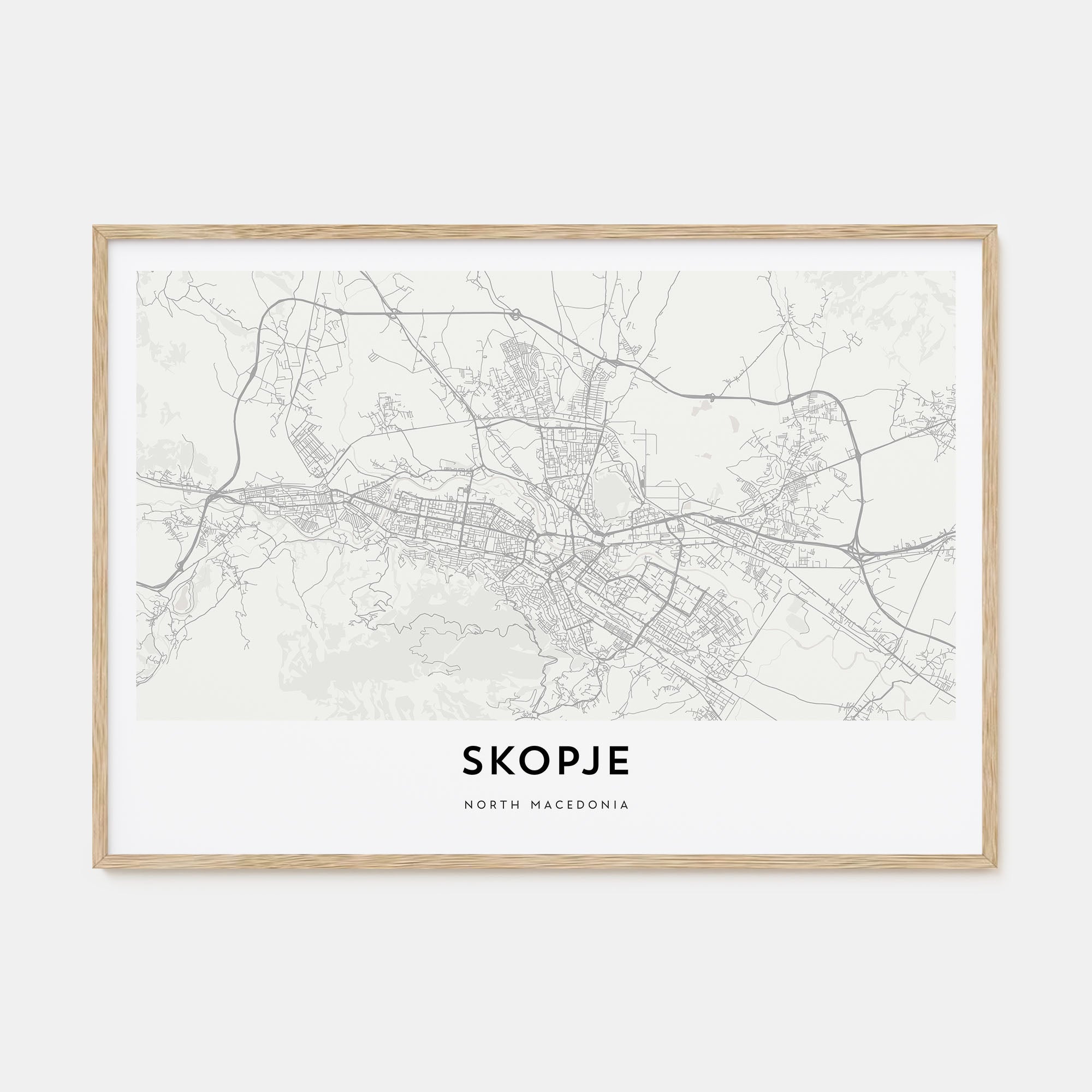 Skopje Map Landscape Poster