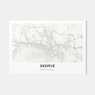 Skopje Map Landscape Poster