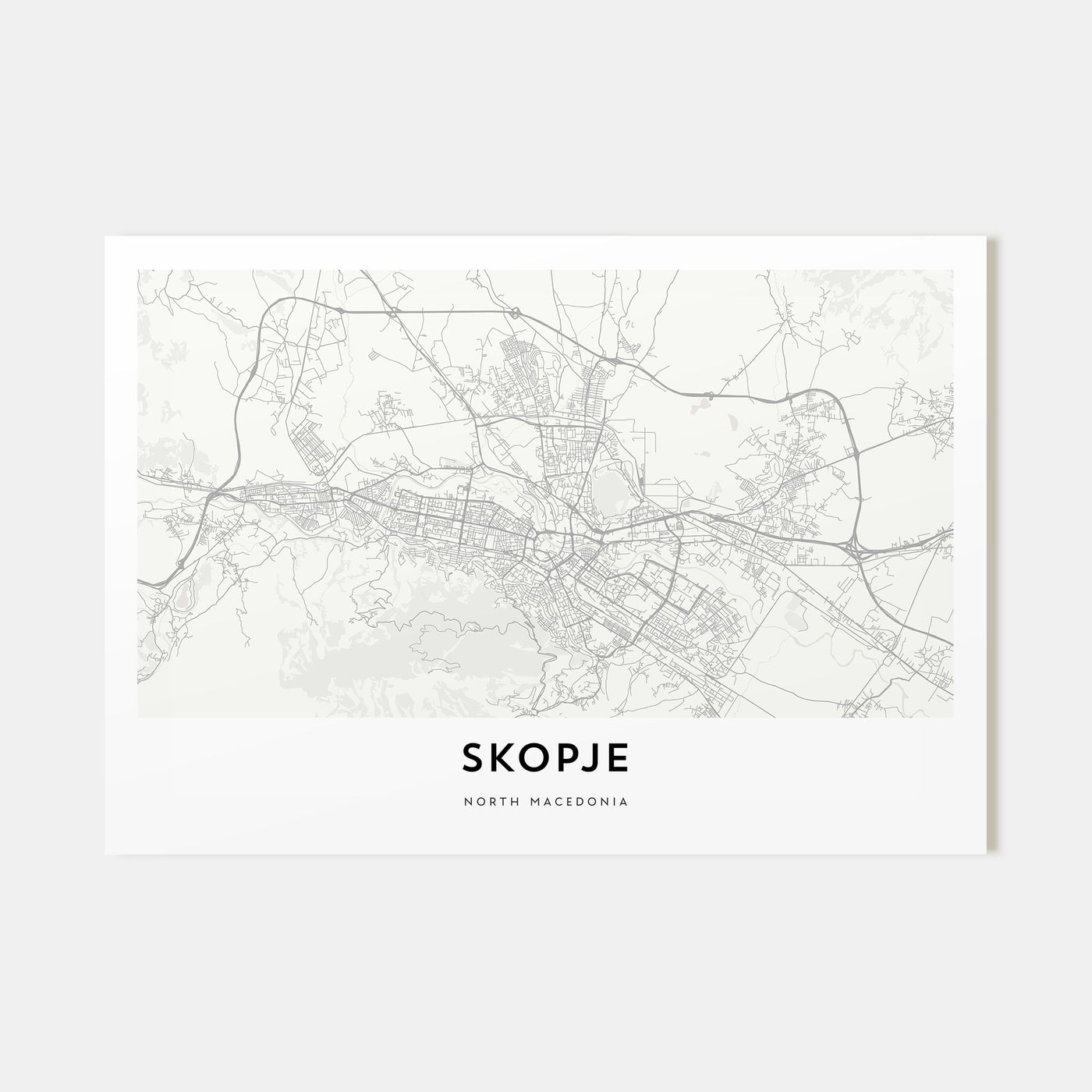 Skopje Map Landscape Poster