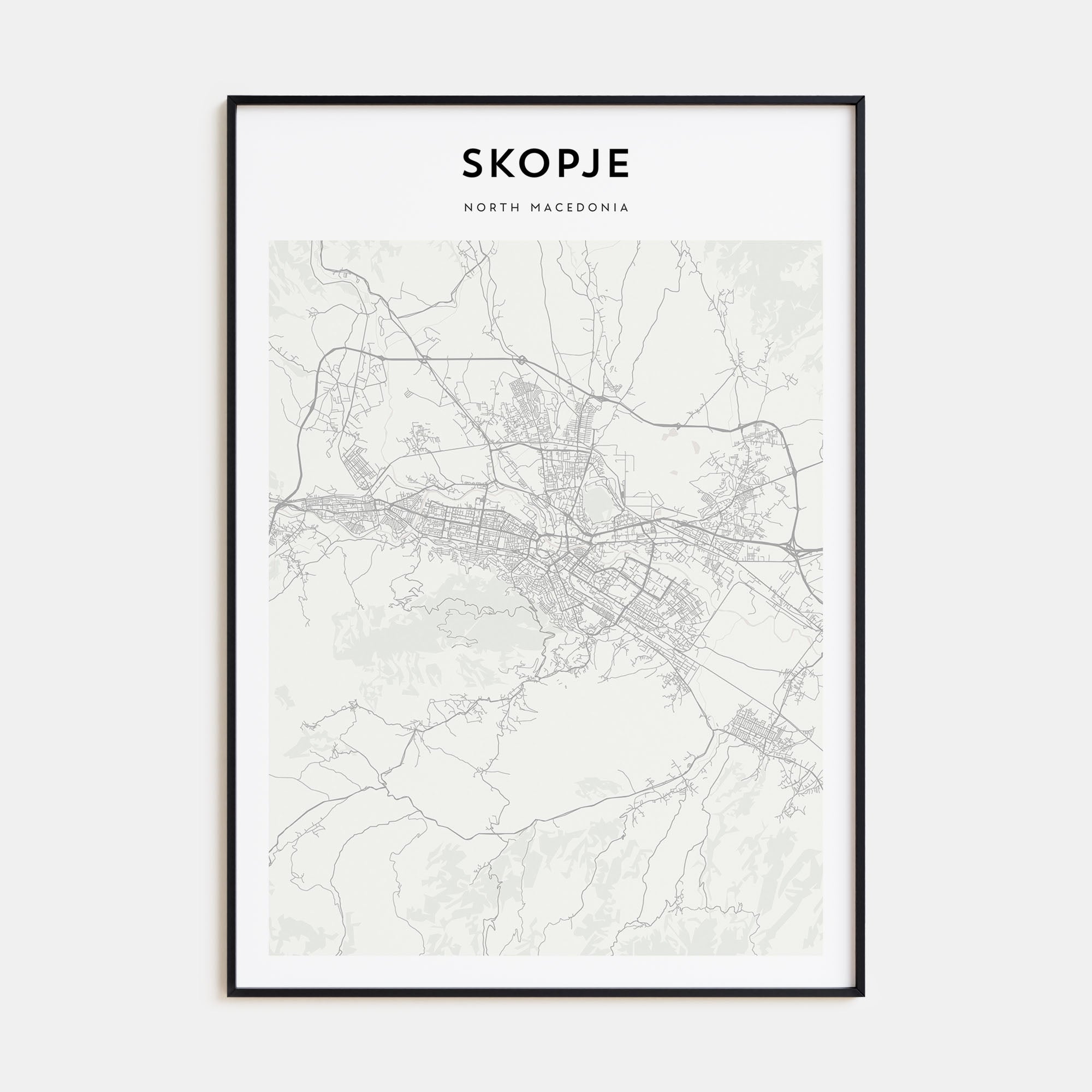 Skopje Map Portrait Poster