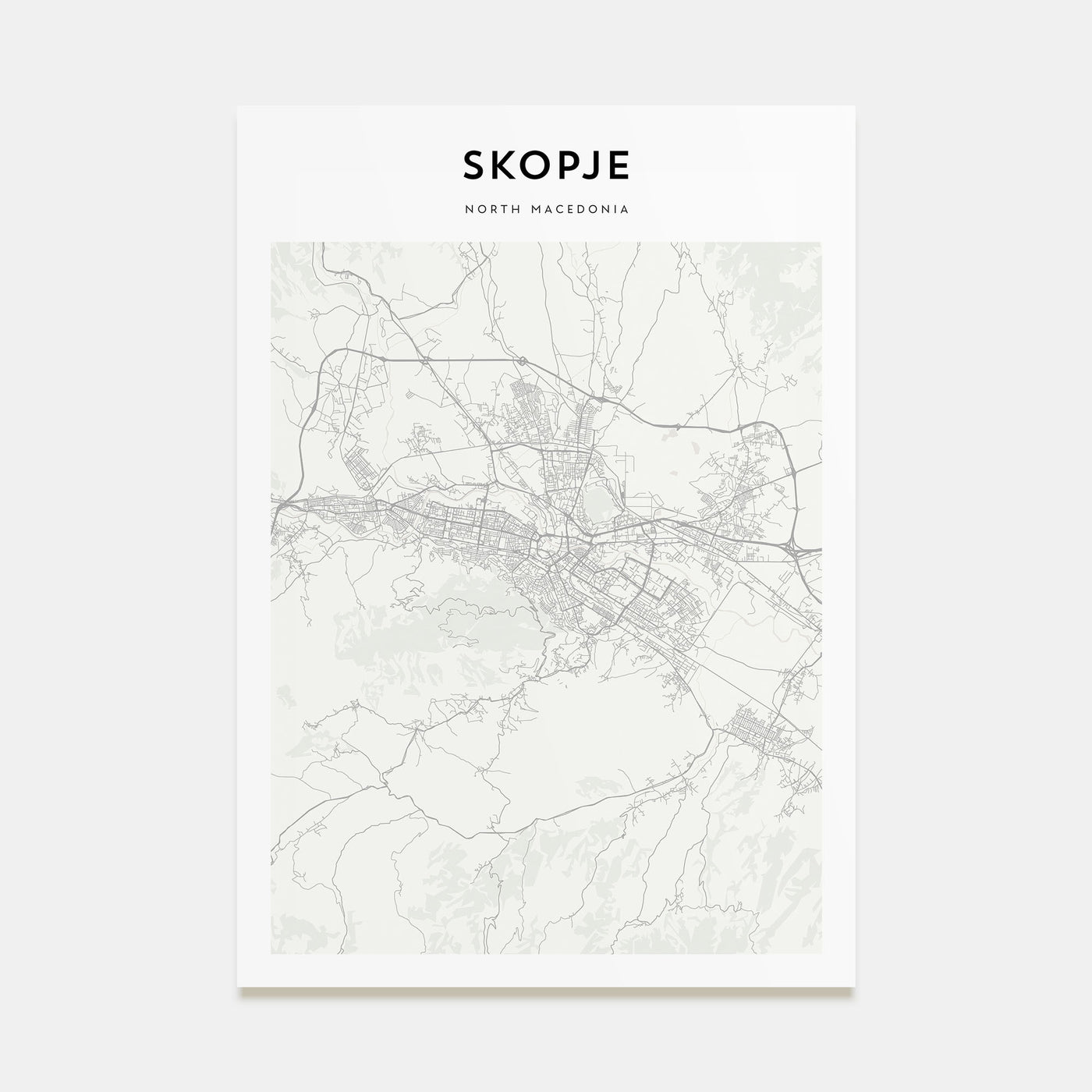 Skopje Map Portrait Poster
