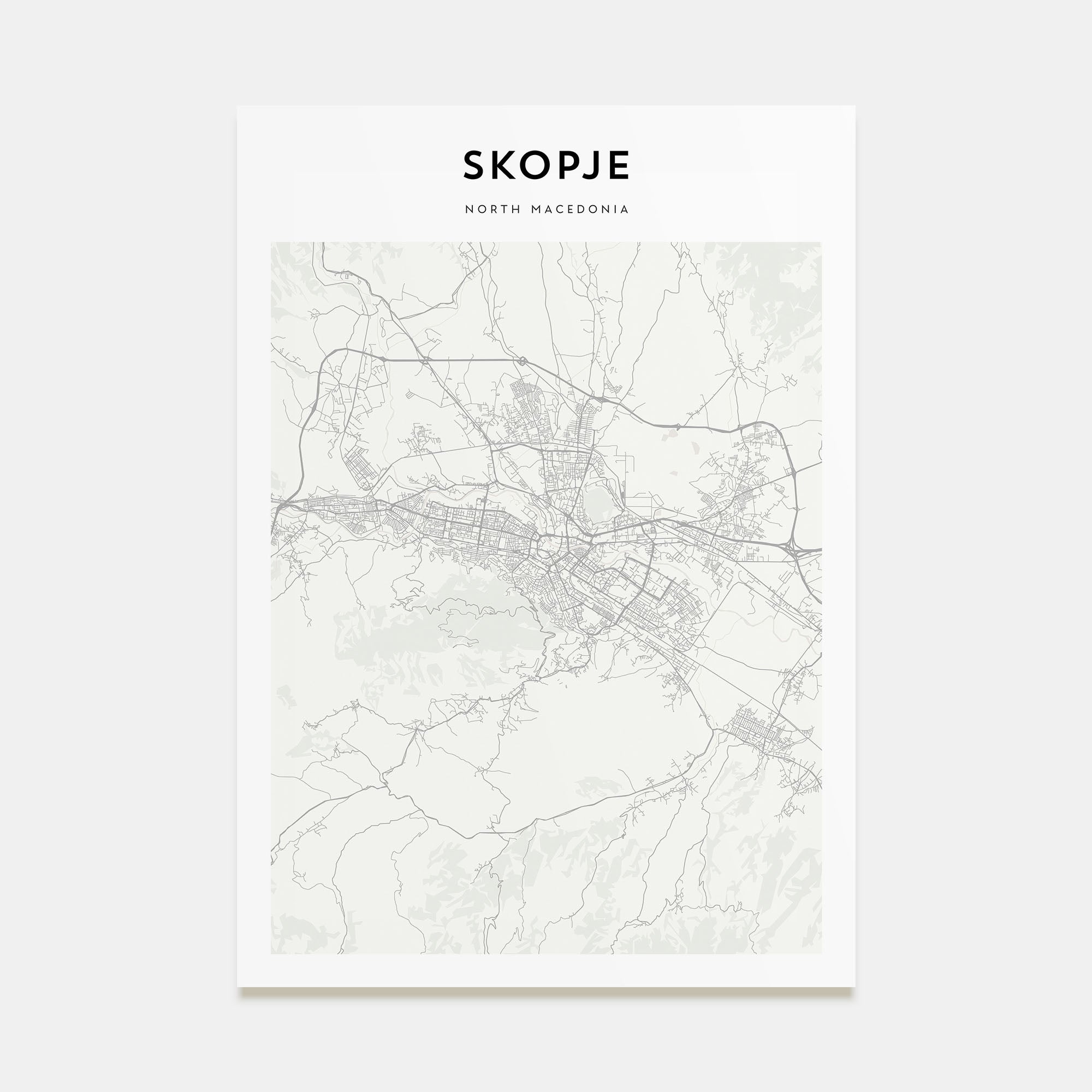 Skopje Map Portrait Poster