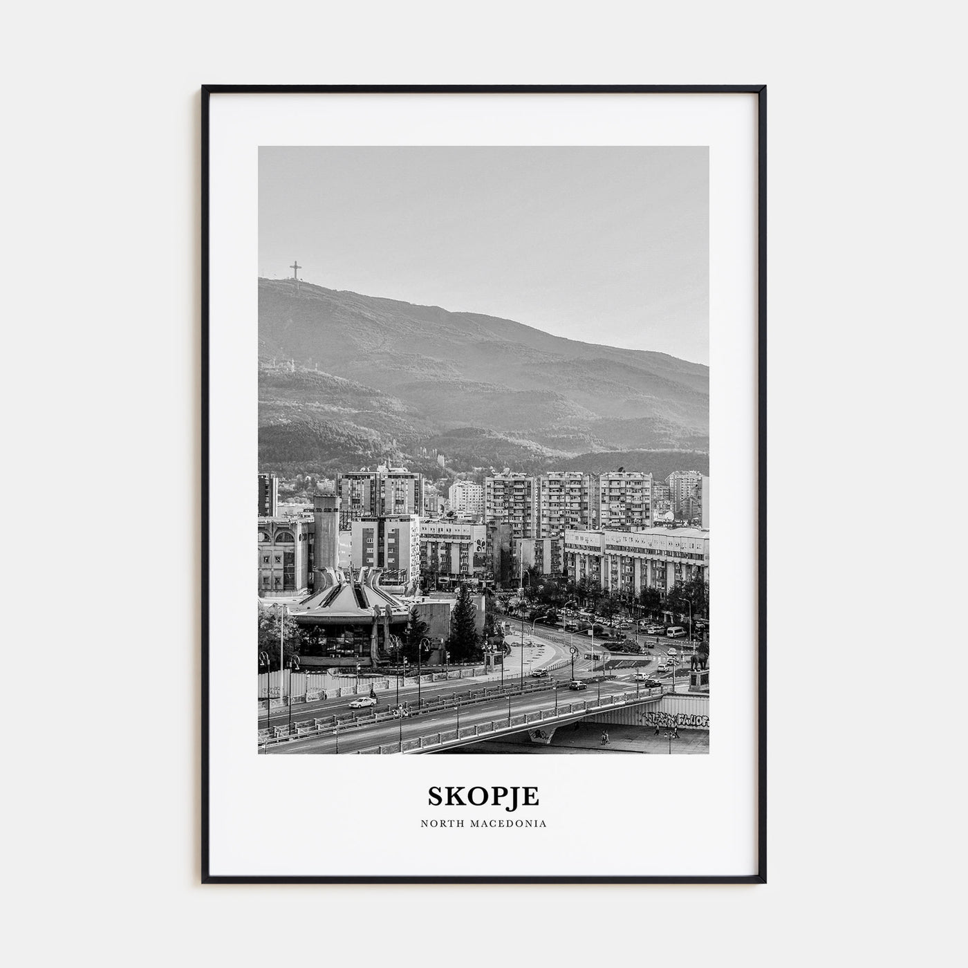 Skopje Portrait B&W Poster