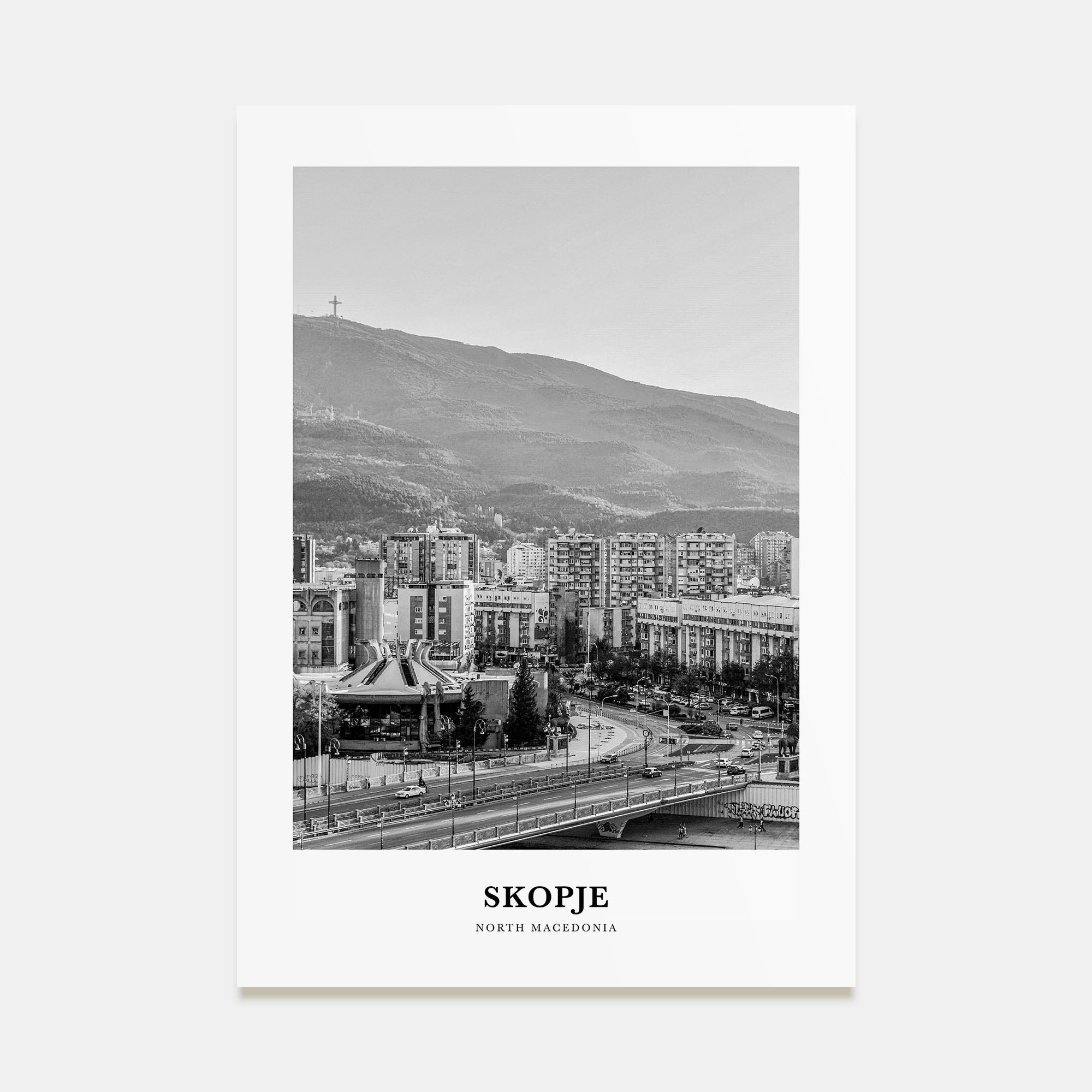 Skopje Portrait B&W Poster
