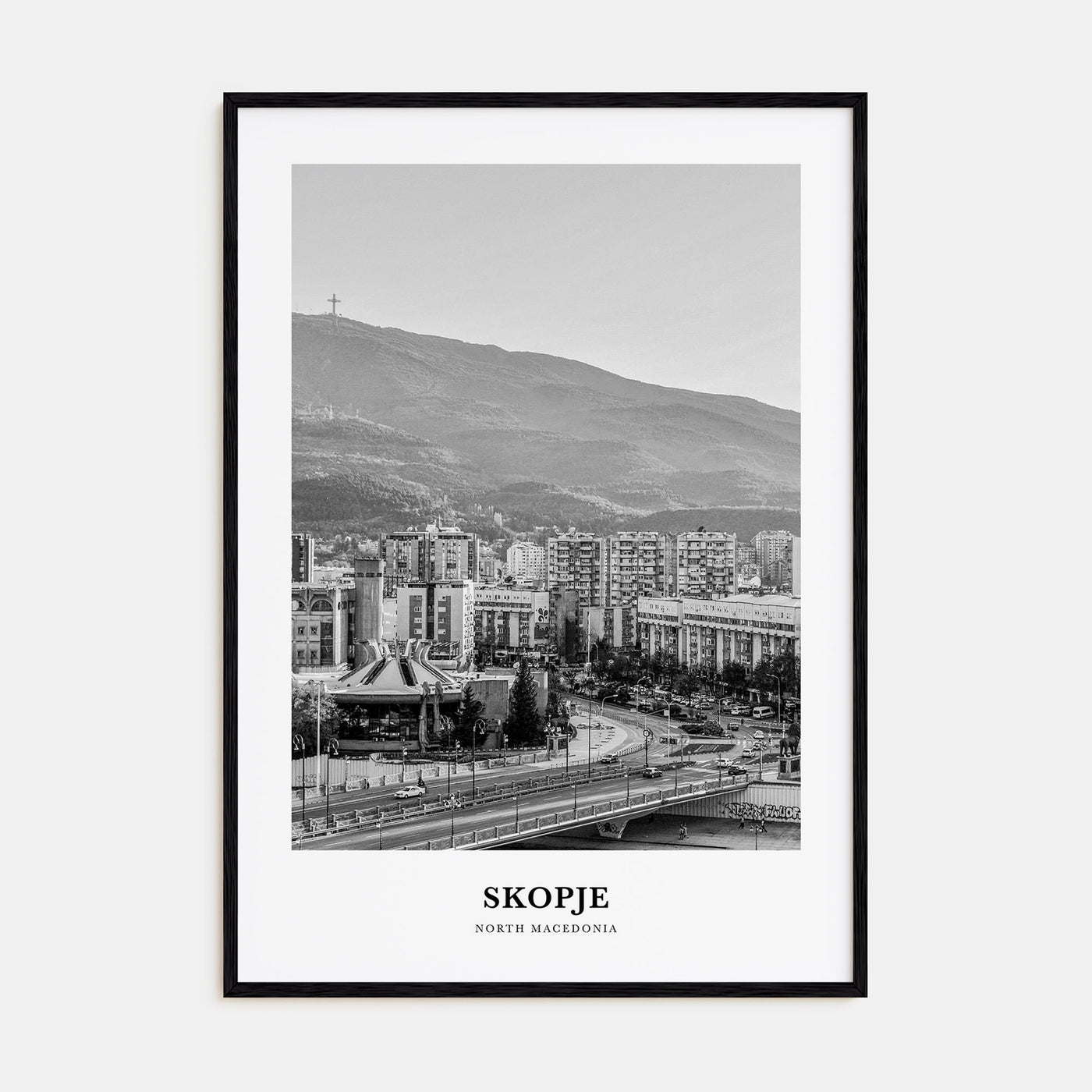 Skopje Portrait B&W Poster