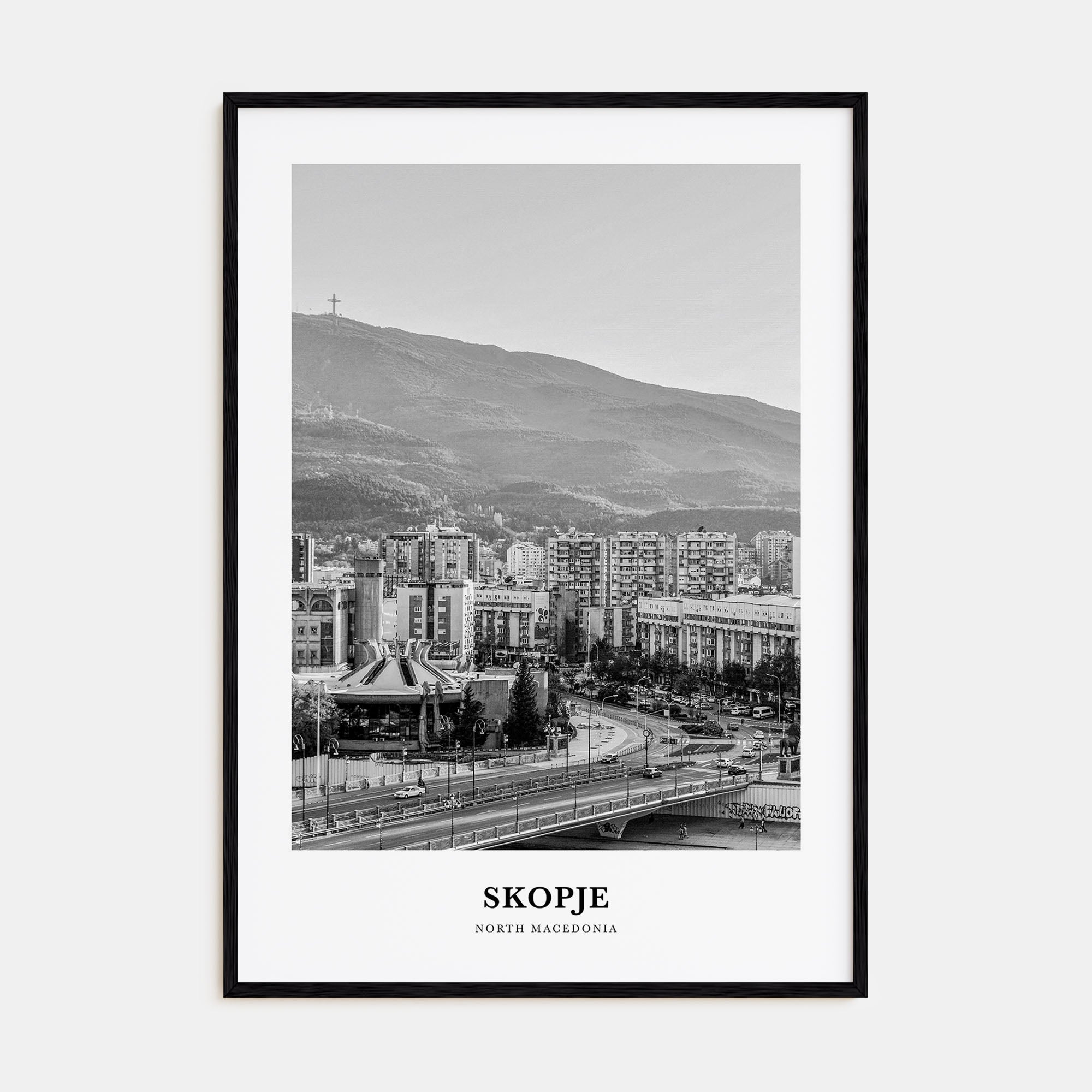 Skopje Portrait B&W Poster