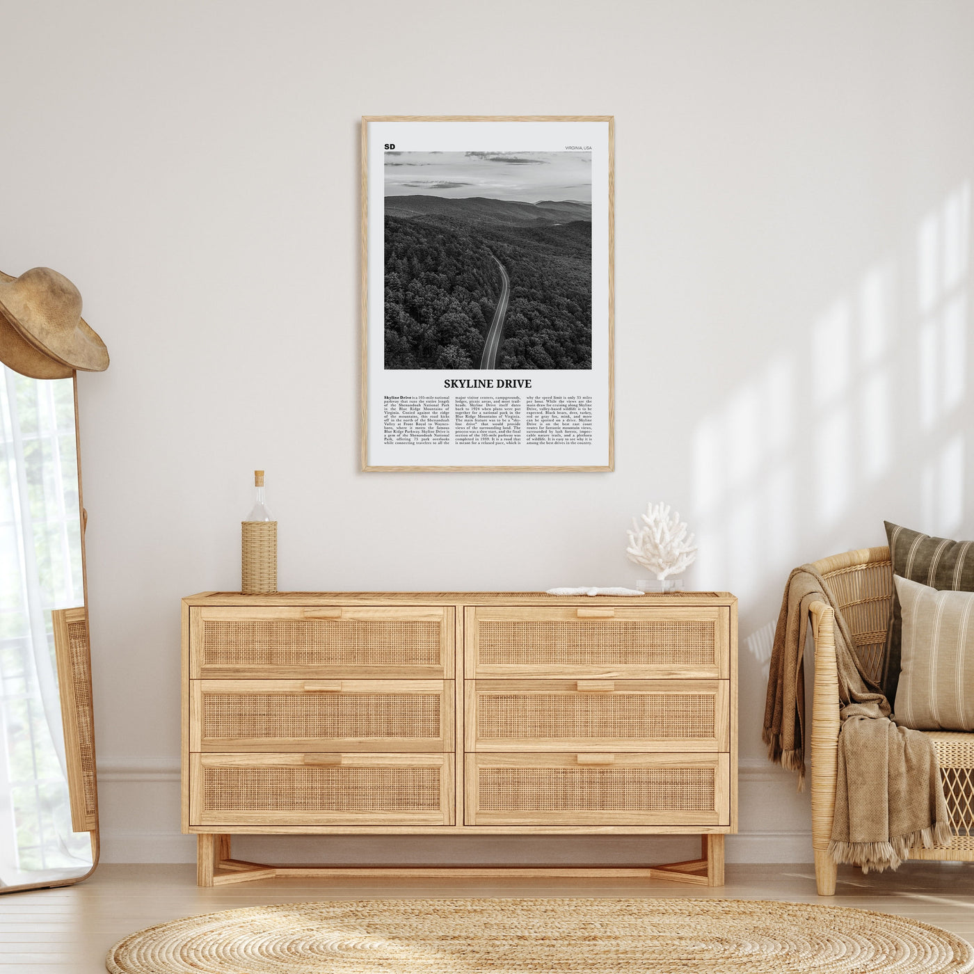 Skyline Drive Travel B&W Poster