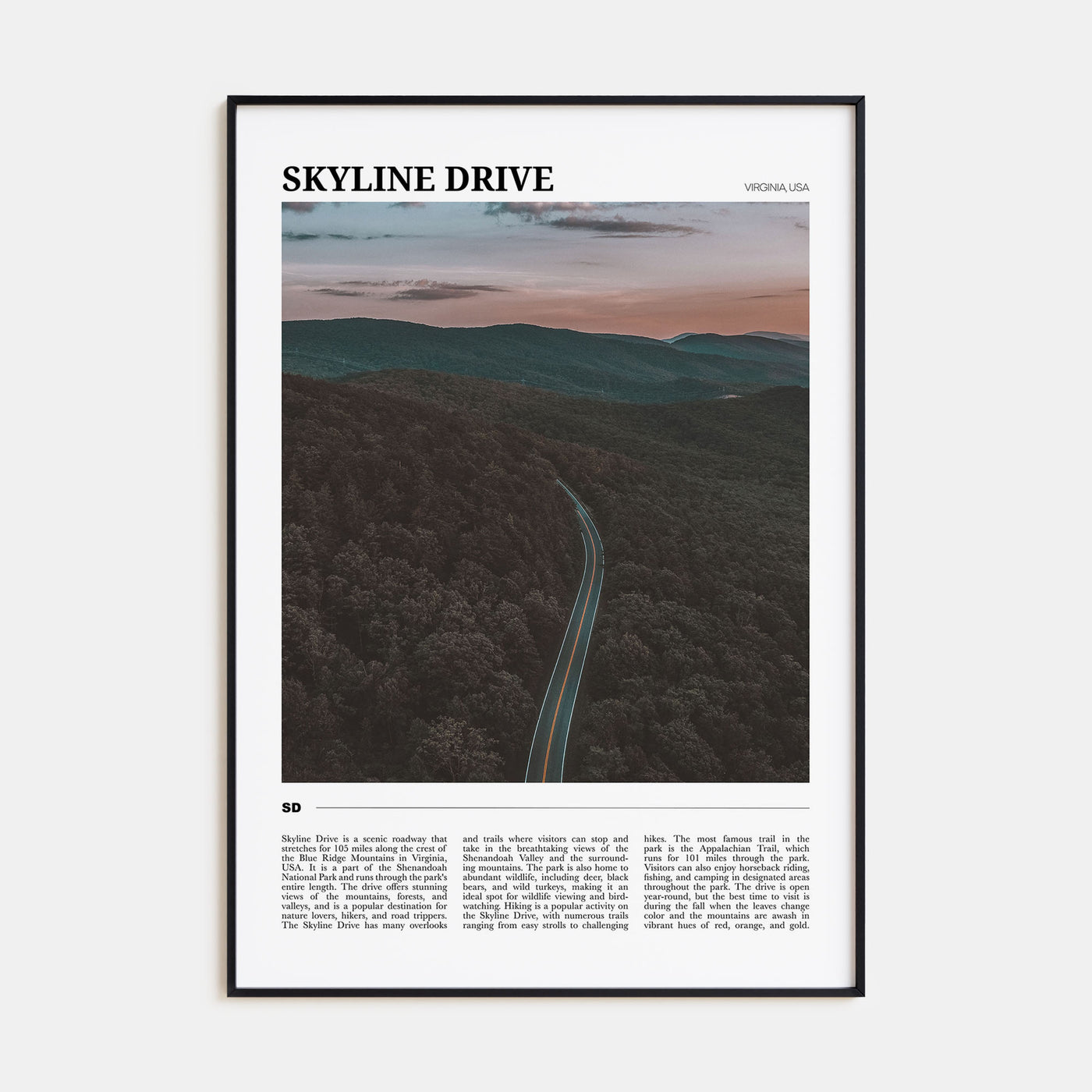 Skyline Drive Travel Color Poster