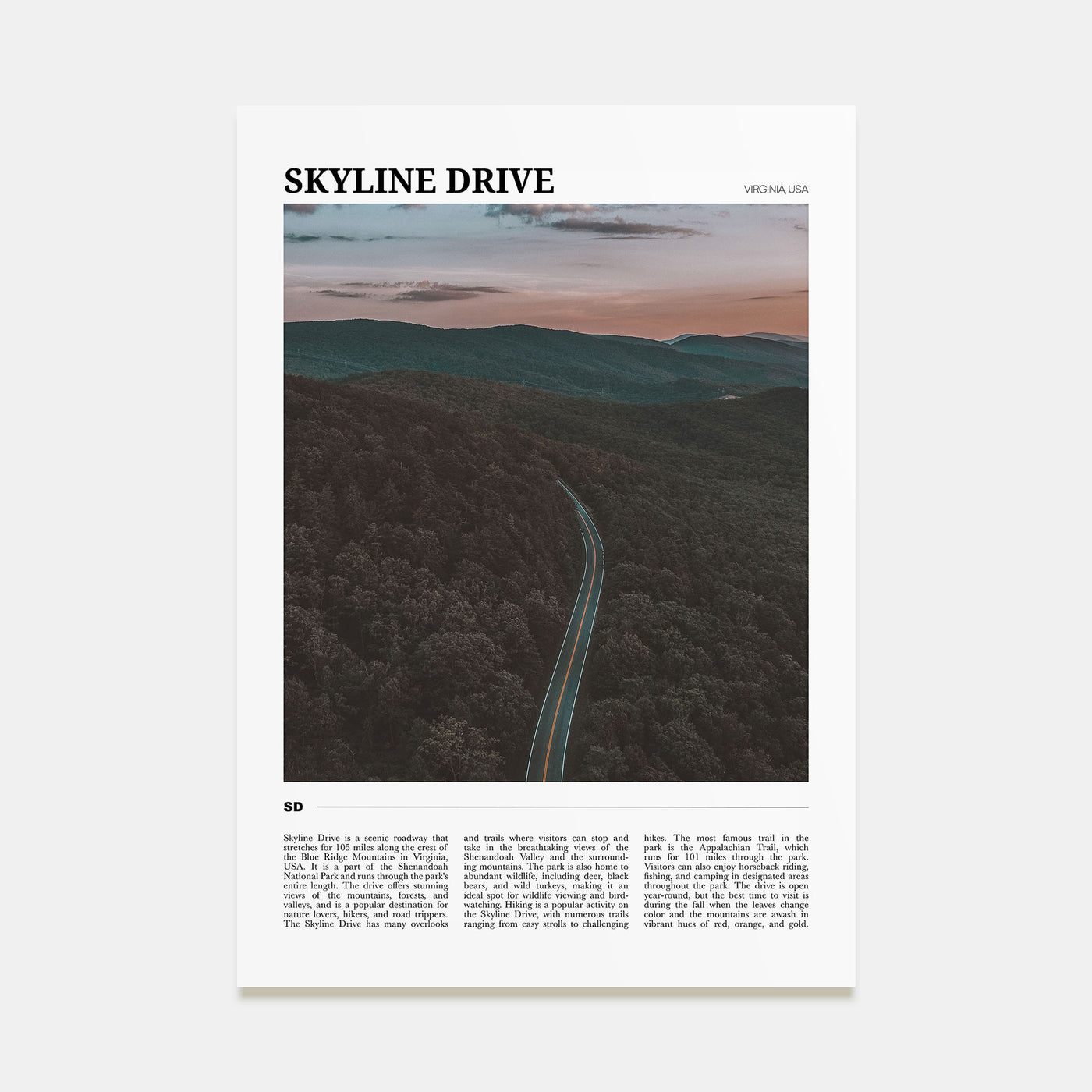 Skyline Drive Travel Color Poster