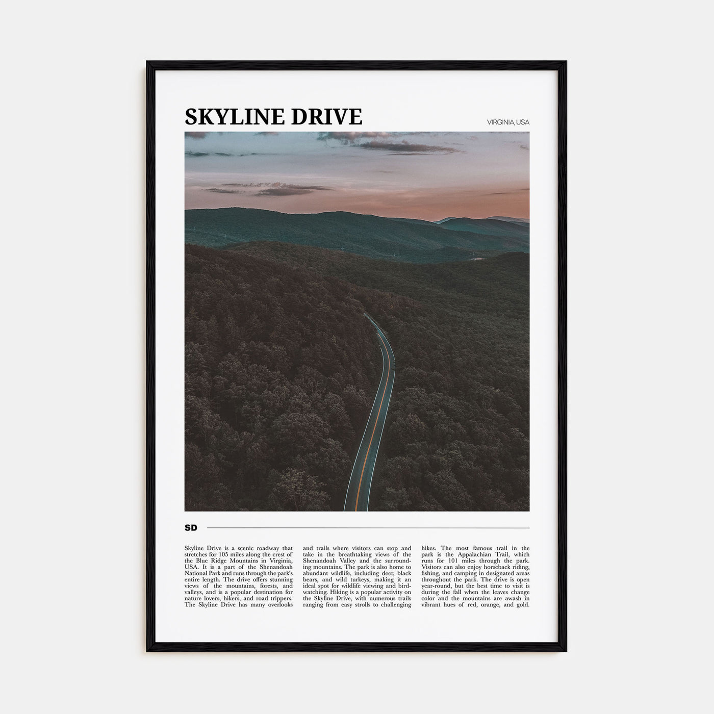 Skyline Drive Travel Color Poster