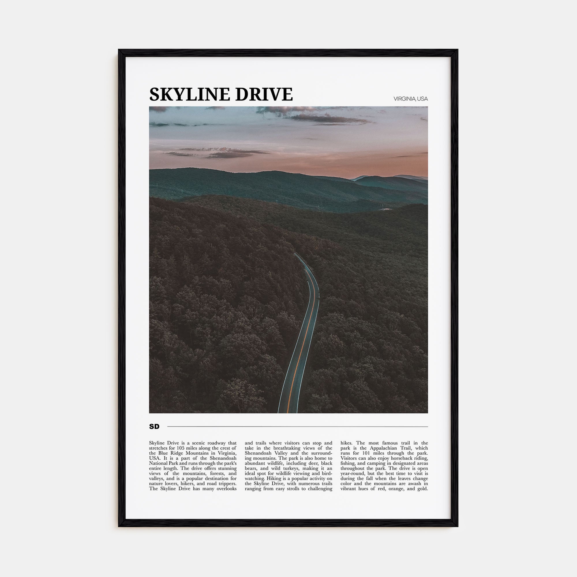 Skyline Drive Travel Color Poster