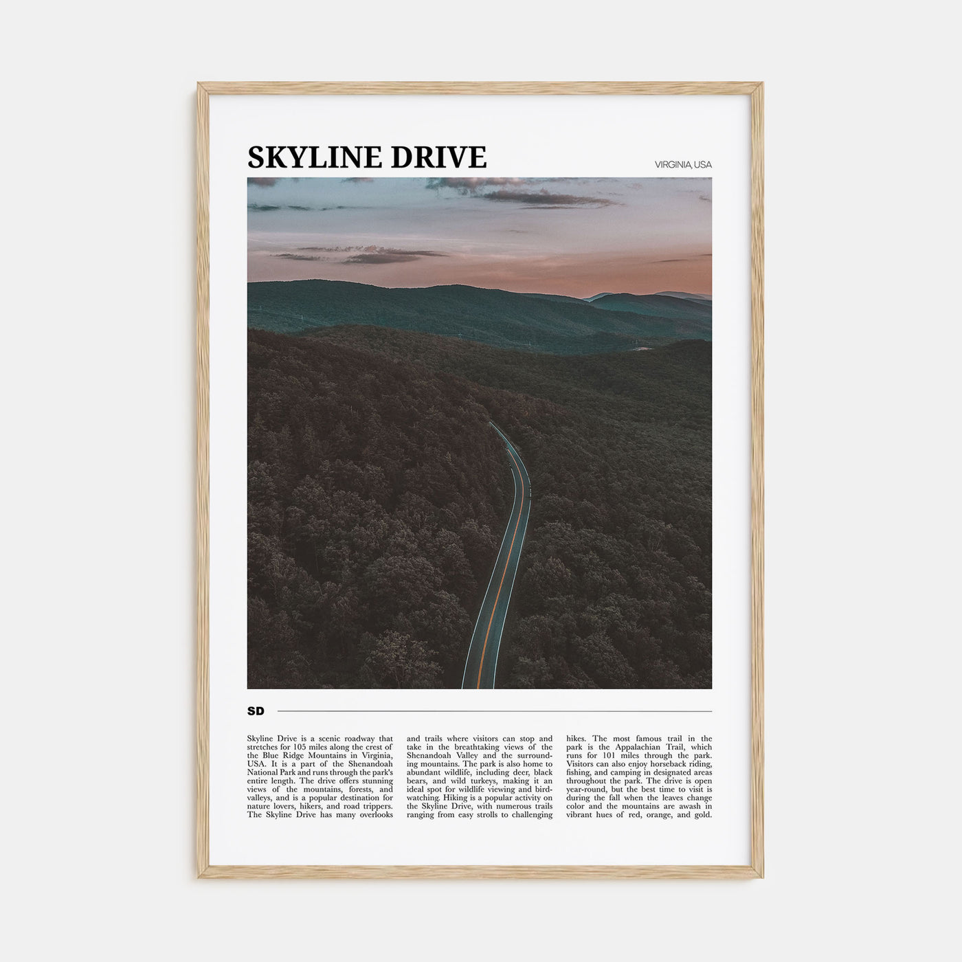 Skyline Drive Travel Color Poster