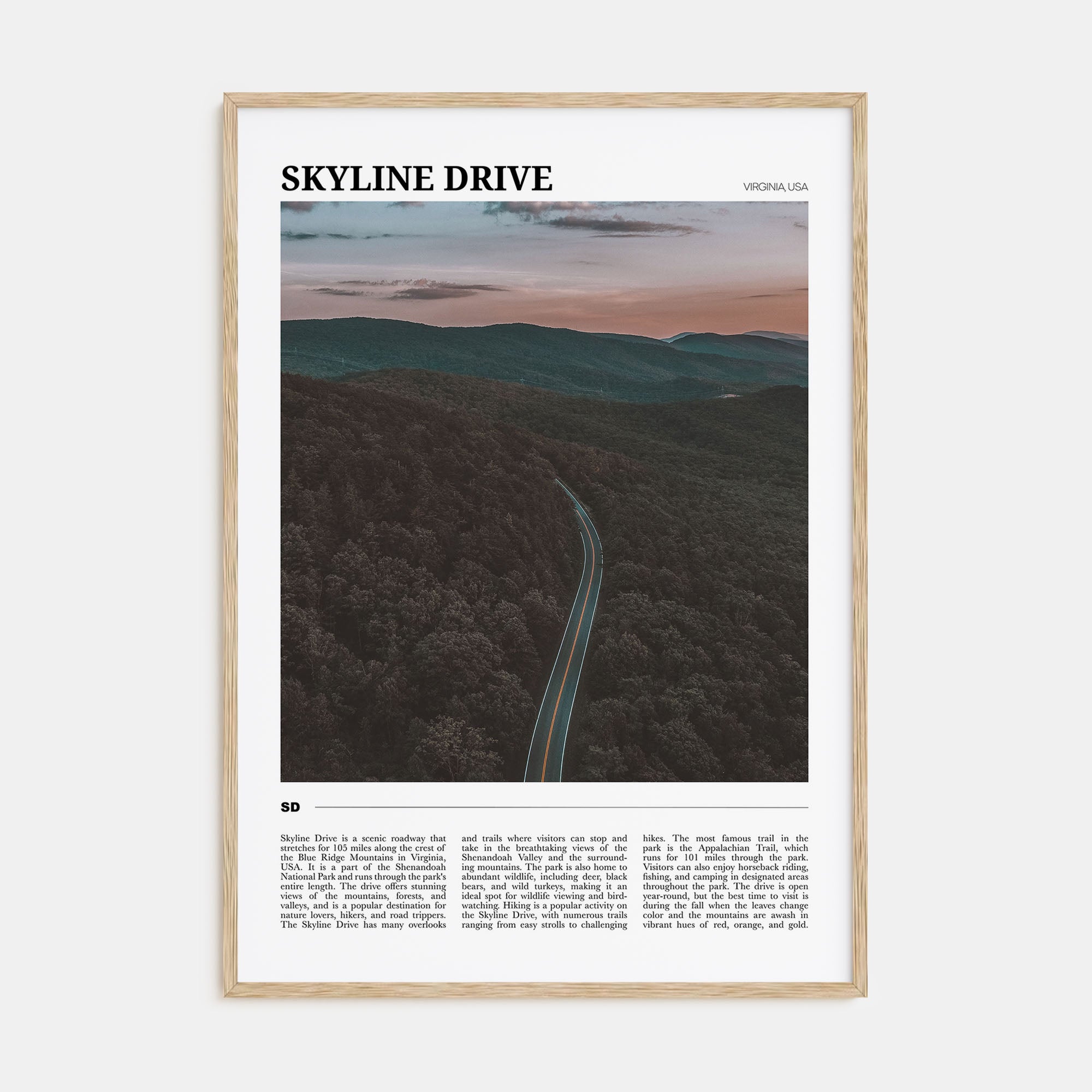 Skyline Drive Travel Color Poster