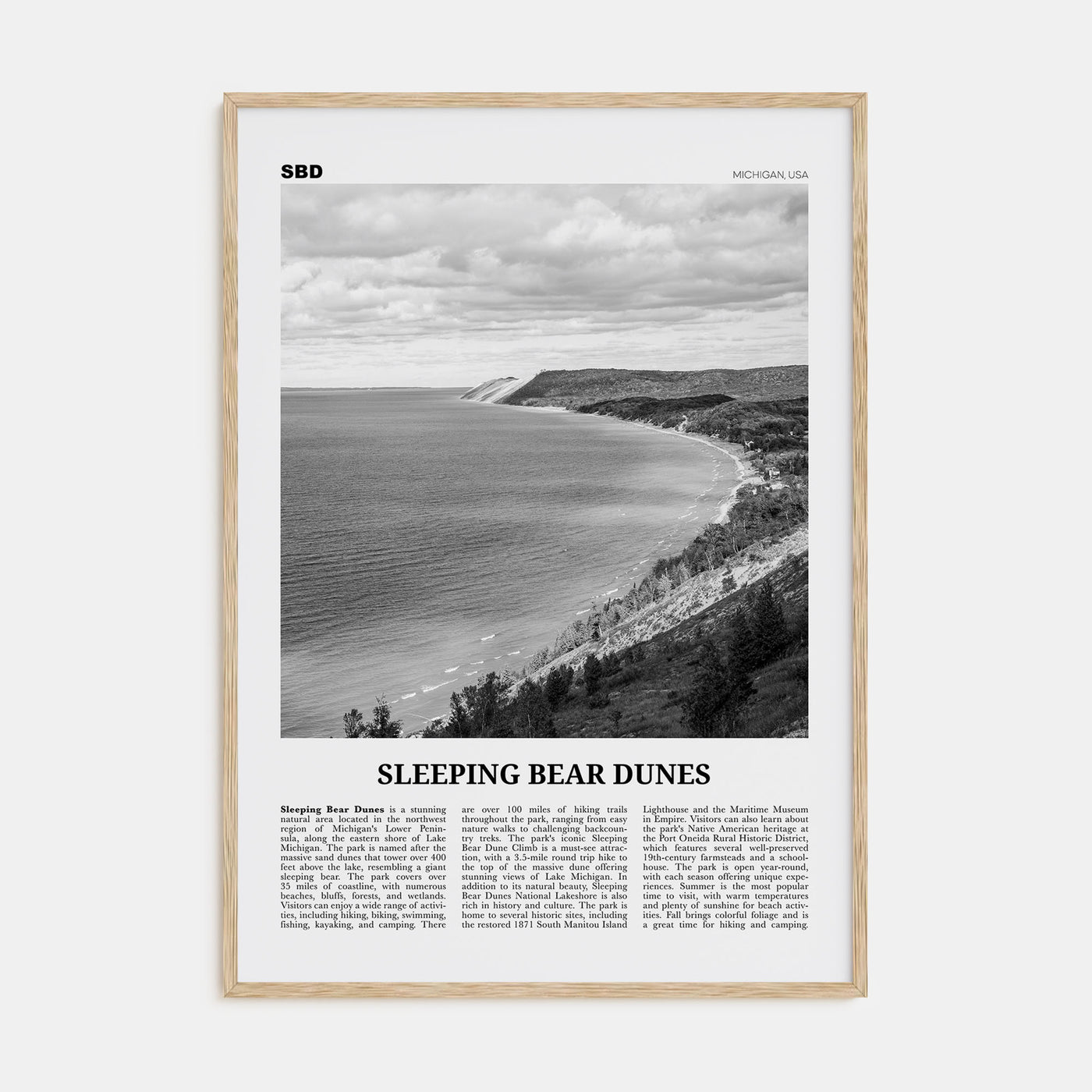 Sleeping Bear Dunes Travel B&W Poster