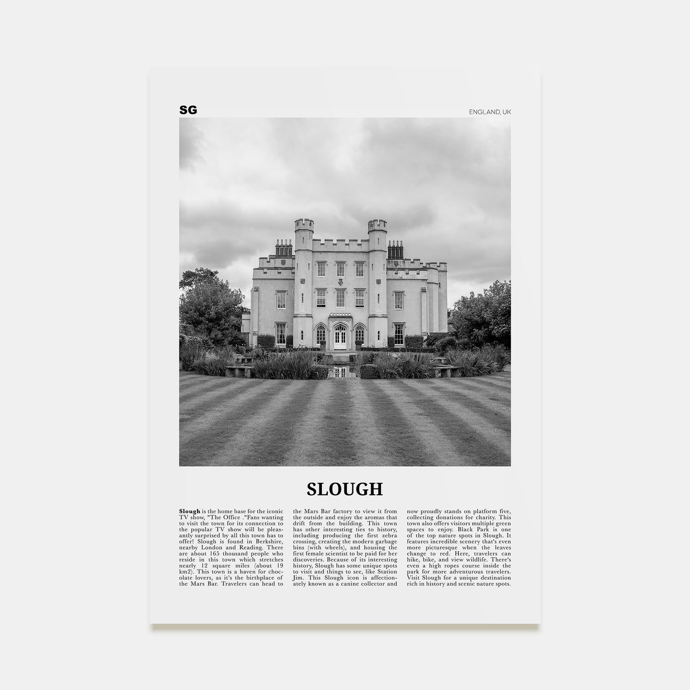 Slough Travel B&W Poster