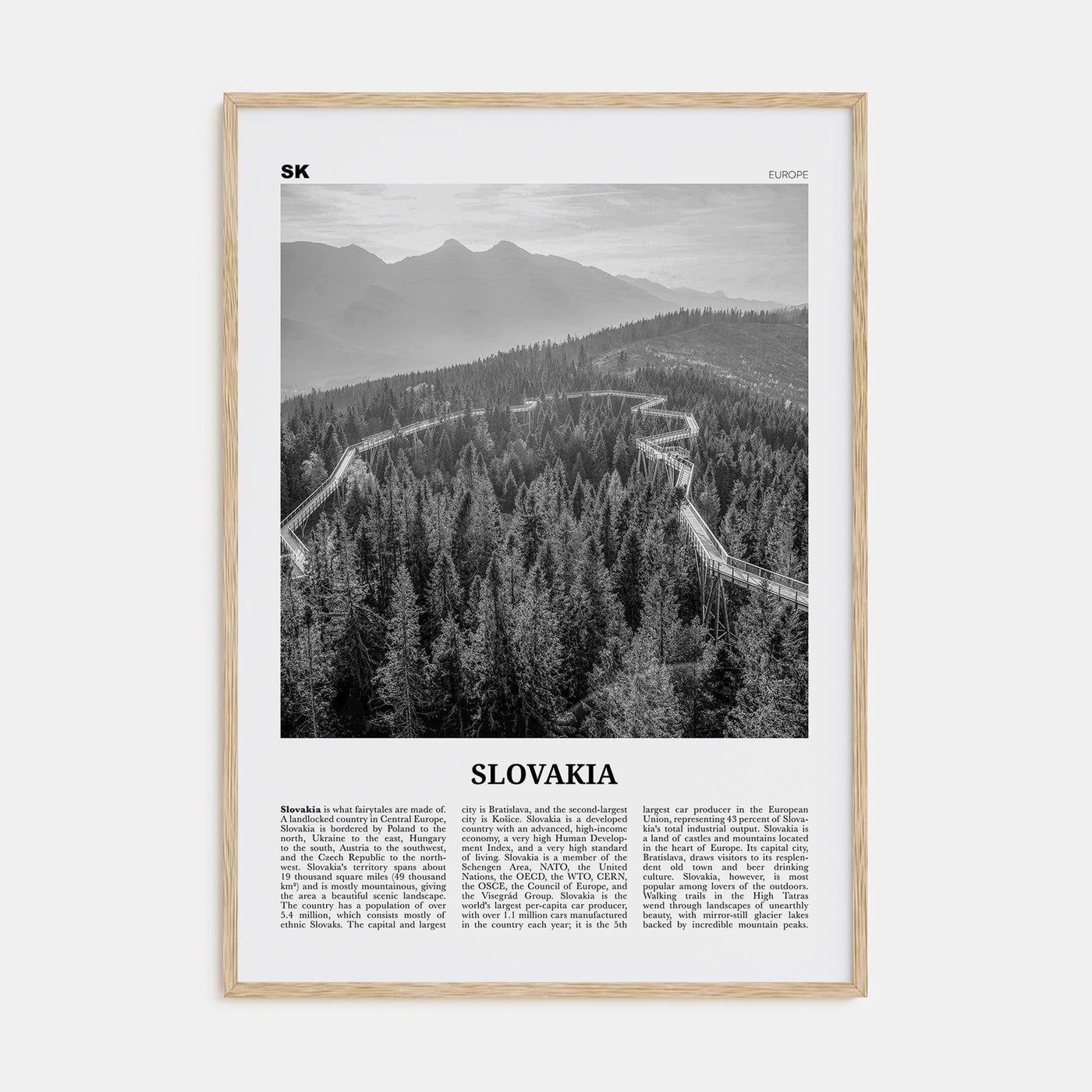 Slovakia Travel B&W Poster