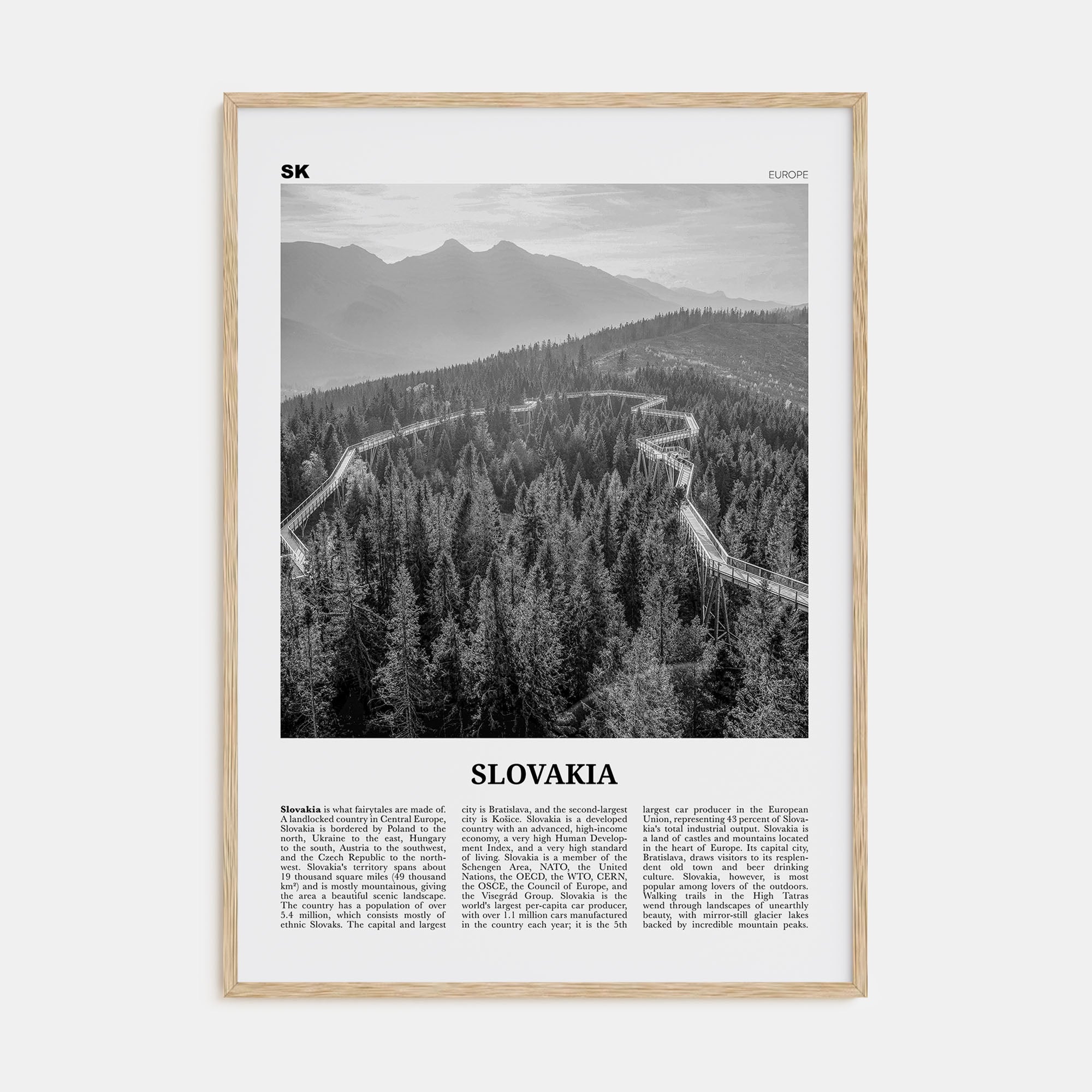 Slovakia Travel B&W Poster